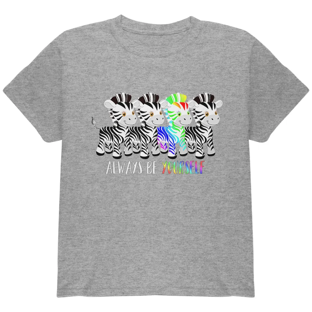 LGBTQ Always Be Yourself Cute Rainbow Zebra Youth T Shirt sold by Old Glory