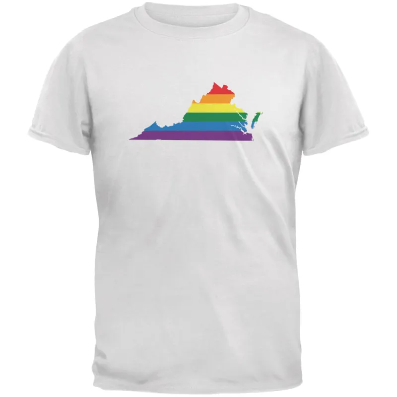 Virginia LGBT Gay Pride Rainbow White Youth T-Shirt sold by Old Glory