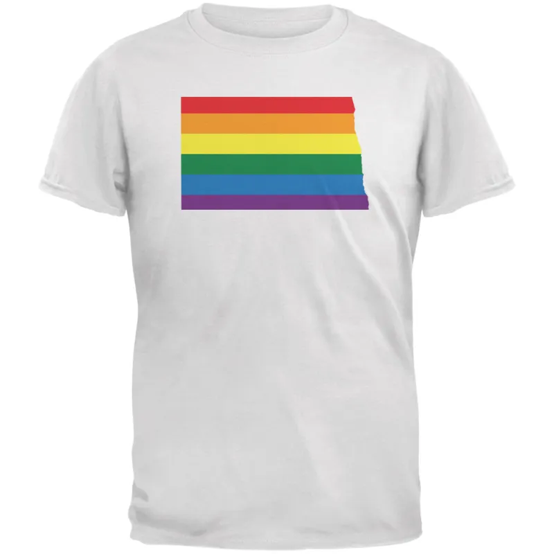 North Dakota LGBT Gay Pride Rainbow White Youth T-Shirt sold by Old Glory