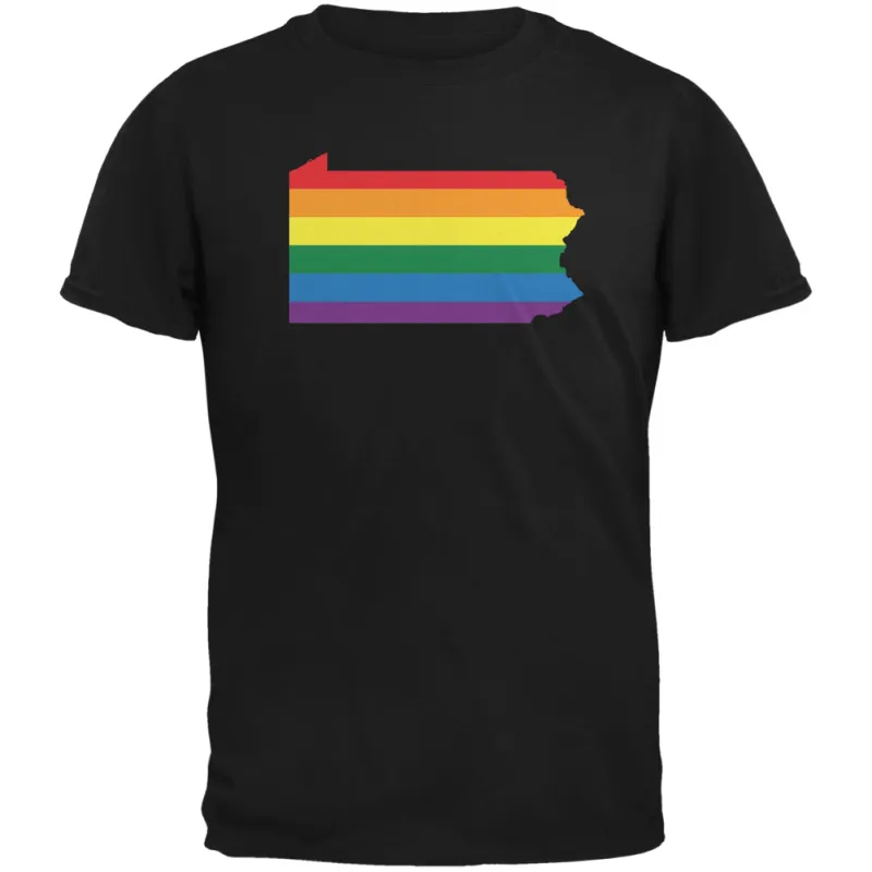 Pennsylvania LGBT Gay Pride Rainbow Black Youth T-Shirt sold by Old Glory