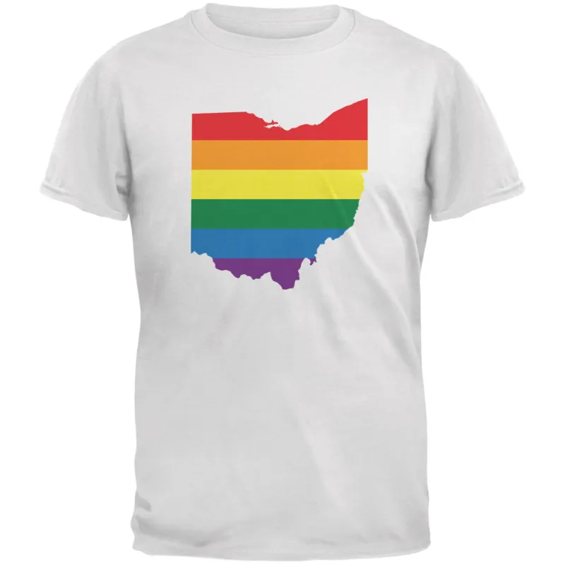 Ohio LGBT Gay Pride Rainbow White Youth T-Shirt sold by Old Glory