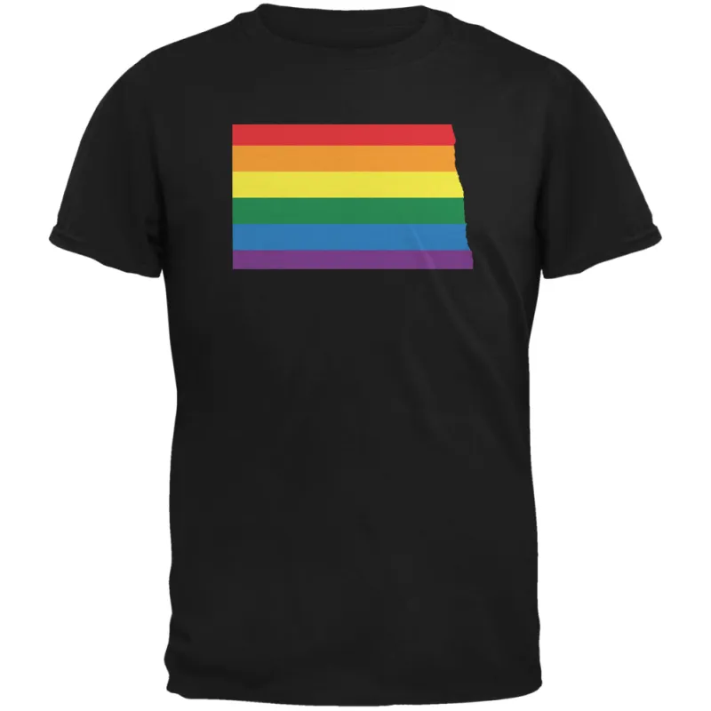 North Dakota LGBT Gay Pride Rainbow Black Youth T-Shirt sold by Old Glory