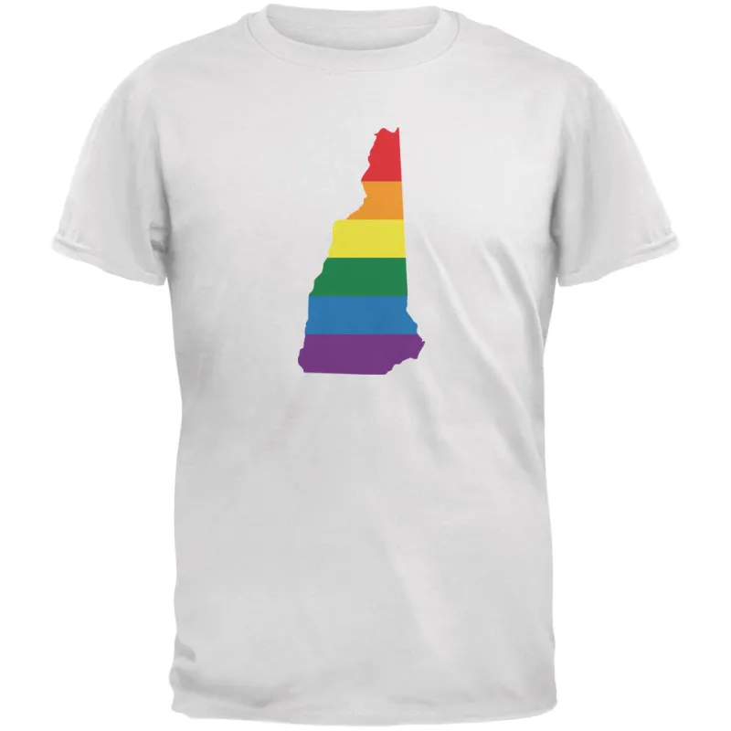 New Hampshire LGBT Gay Pride Rainbow White Youth T-Shirt sold by Old Glory