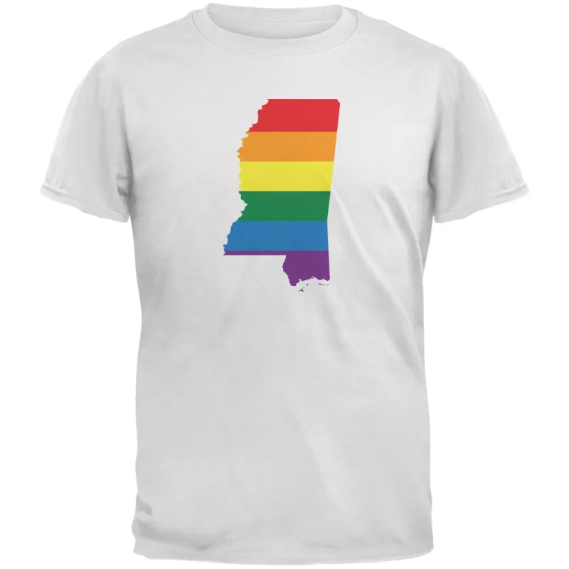 Mississippi LGBT Gay Pride Rainbow White Youth T-Shirt sold by Old Glory