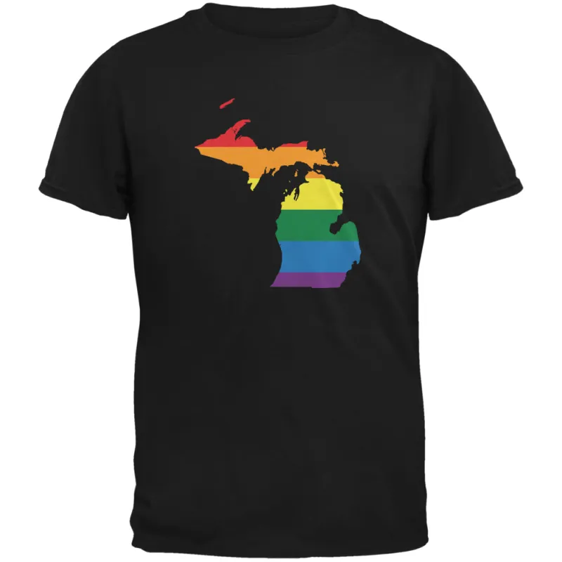 Michigan LGBT Gay Pride Rainbow Black Youth T-Shirt sold by Old Glory