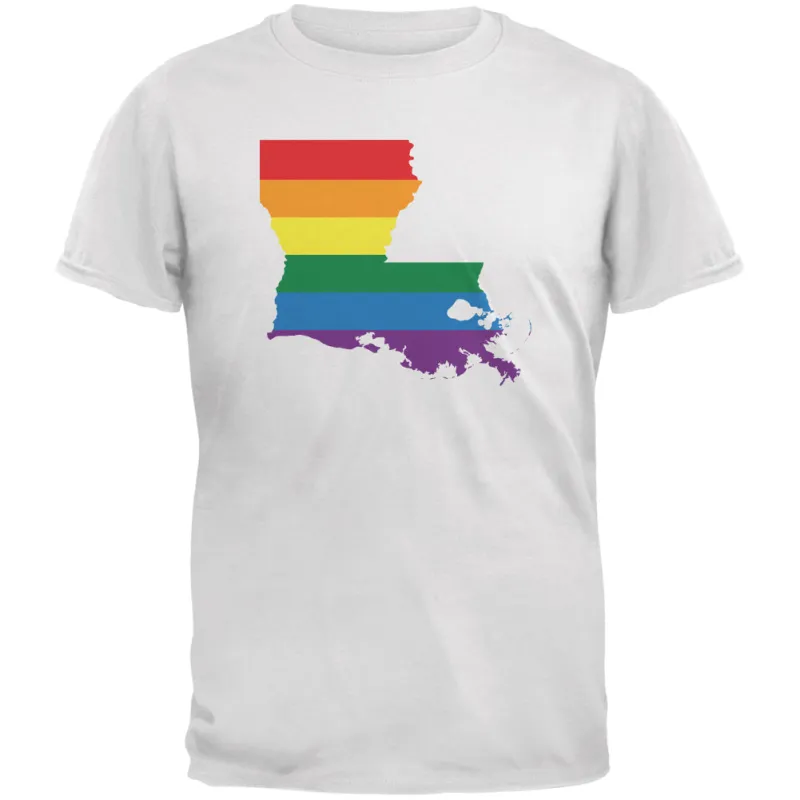 Louisiana LGBT Gay Pride Rainbow White Youth T-Shirt sold by Old Glory