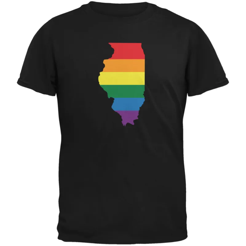 Illinois LGBT Gay Pride Rainbow Black Youth T-Shirt sold by Old Glory