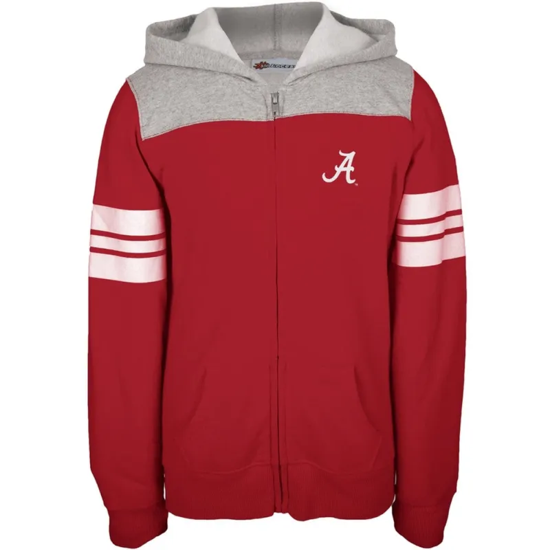 Alabama Crimson Tide - Game Day Sports Stripes Girls Youth Zip Hoodie sold by Old Glory