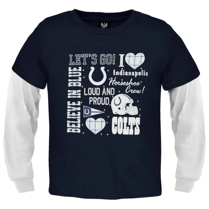 Indianapolis Colts - Spirit Girls Youth 2fer Long Sleeve T-Shirt sold by Old Glory
