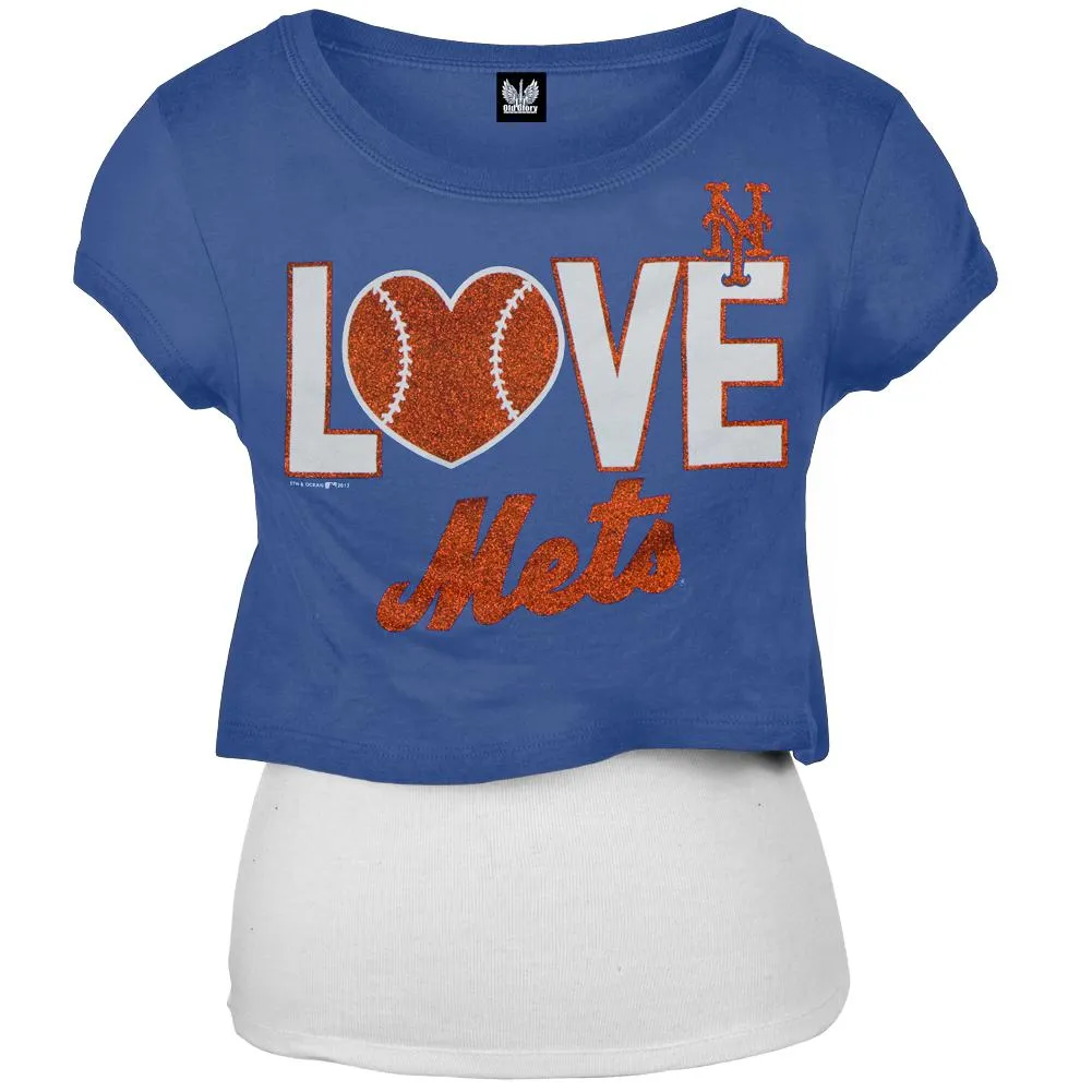 New York Mets - Glitter Love Girls Youth T-Shirt w/Tank sold by Old Glory