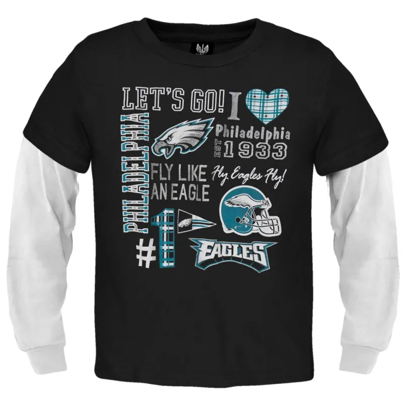 Philadelphia Eagles - Spirit Girls Youth 2fer Long Sleeve NFL T Shirt sold by Old Glory