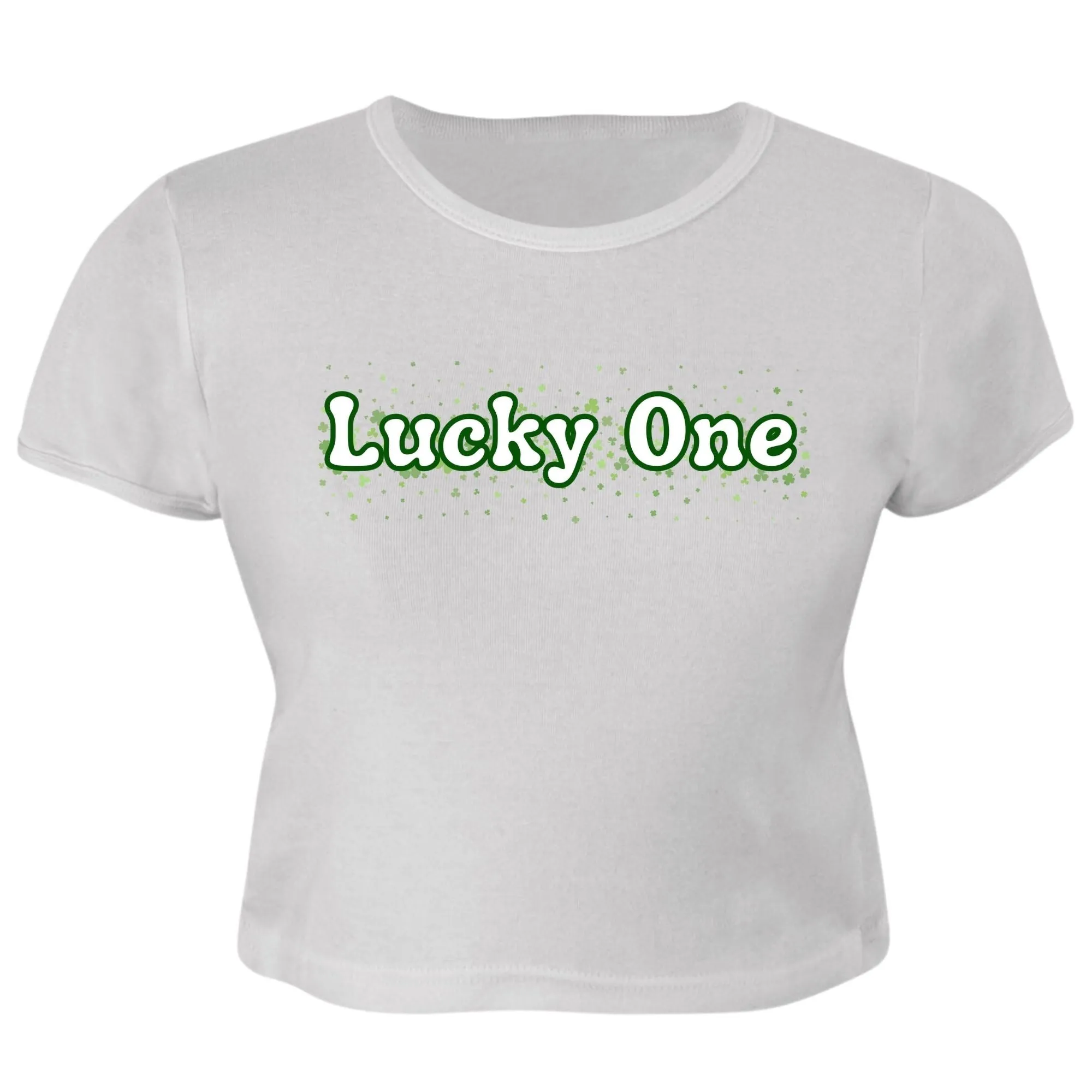 St. Patricks Day Clover Filled Lucky One Juniors Womens Crop Top T Shirt sold by Old Glory product image thumbnail 2