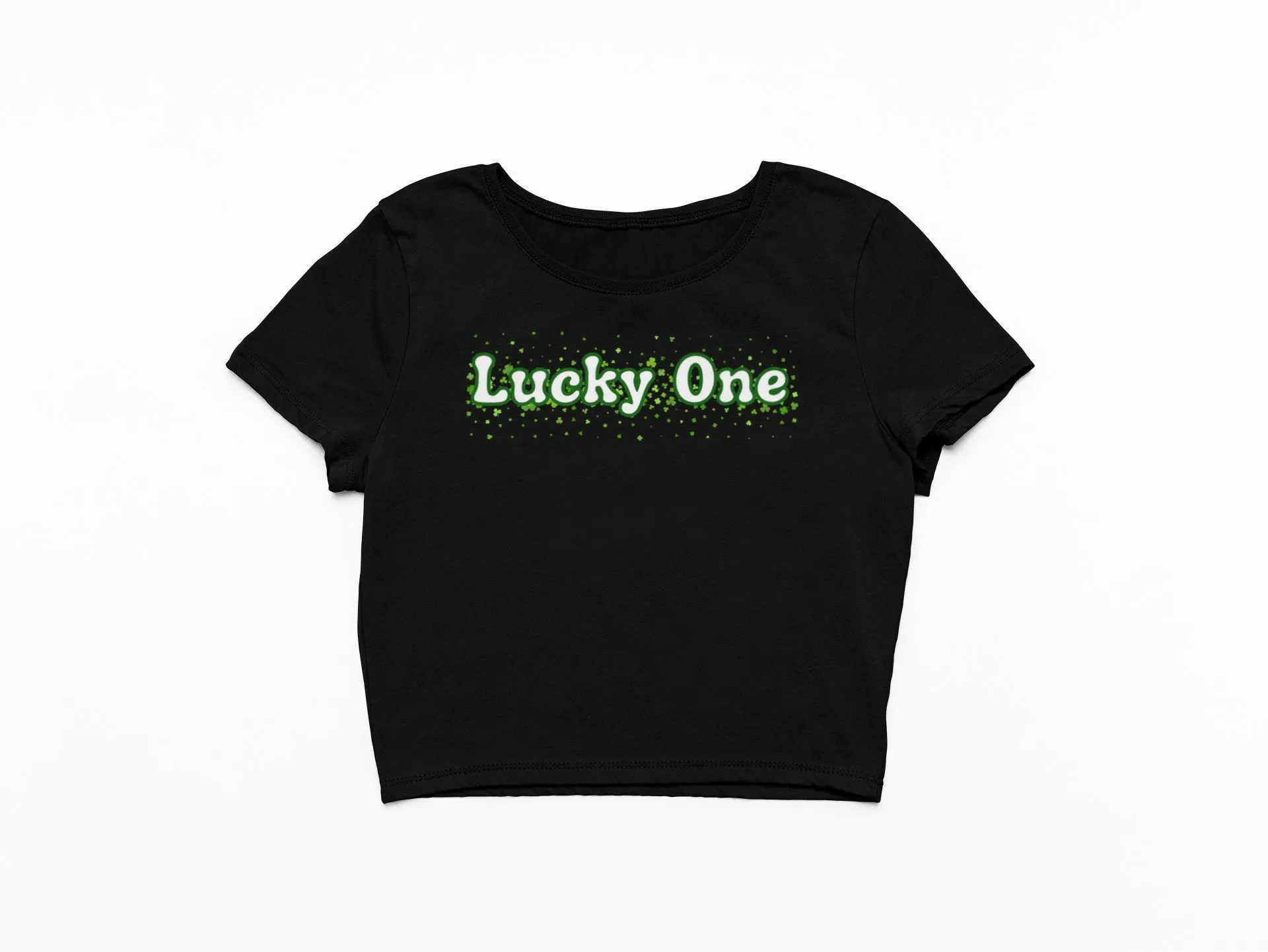 St. Patricks Day Clover Filled Lucky One Juniors Womens Crop Top T Shirt sold by Old Glory product image thumbnail 5
