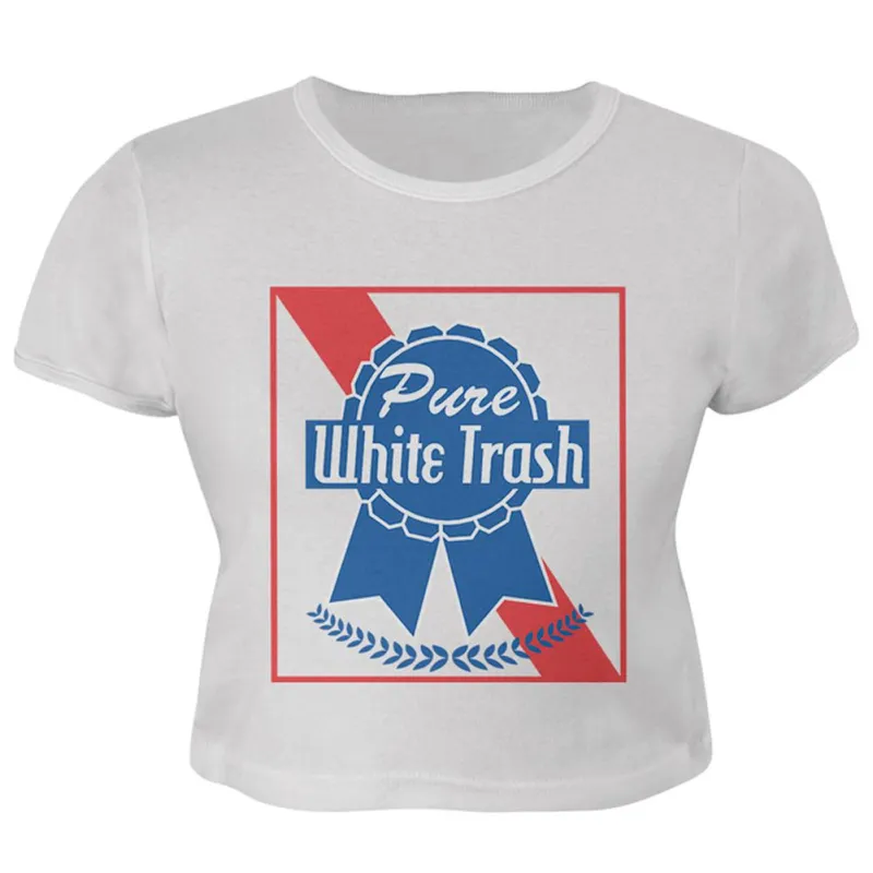 Pure White Trash Juniors Crop Top T-Shirt sold by Old Glory