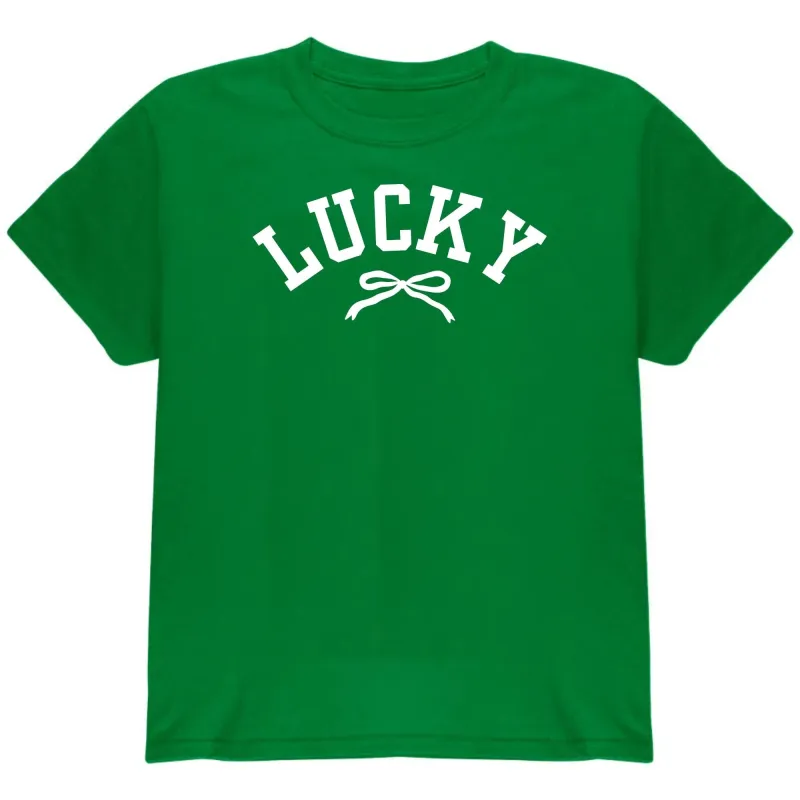 St. Patricks Day Cute Lucky With A Bow Youth Short Sleeve T Shirt sold by Old Glory
