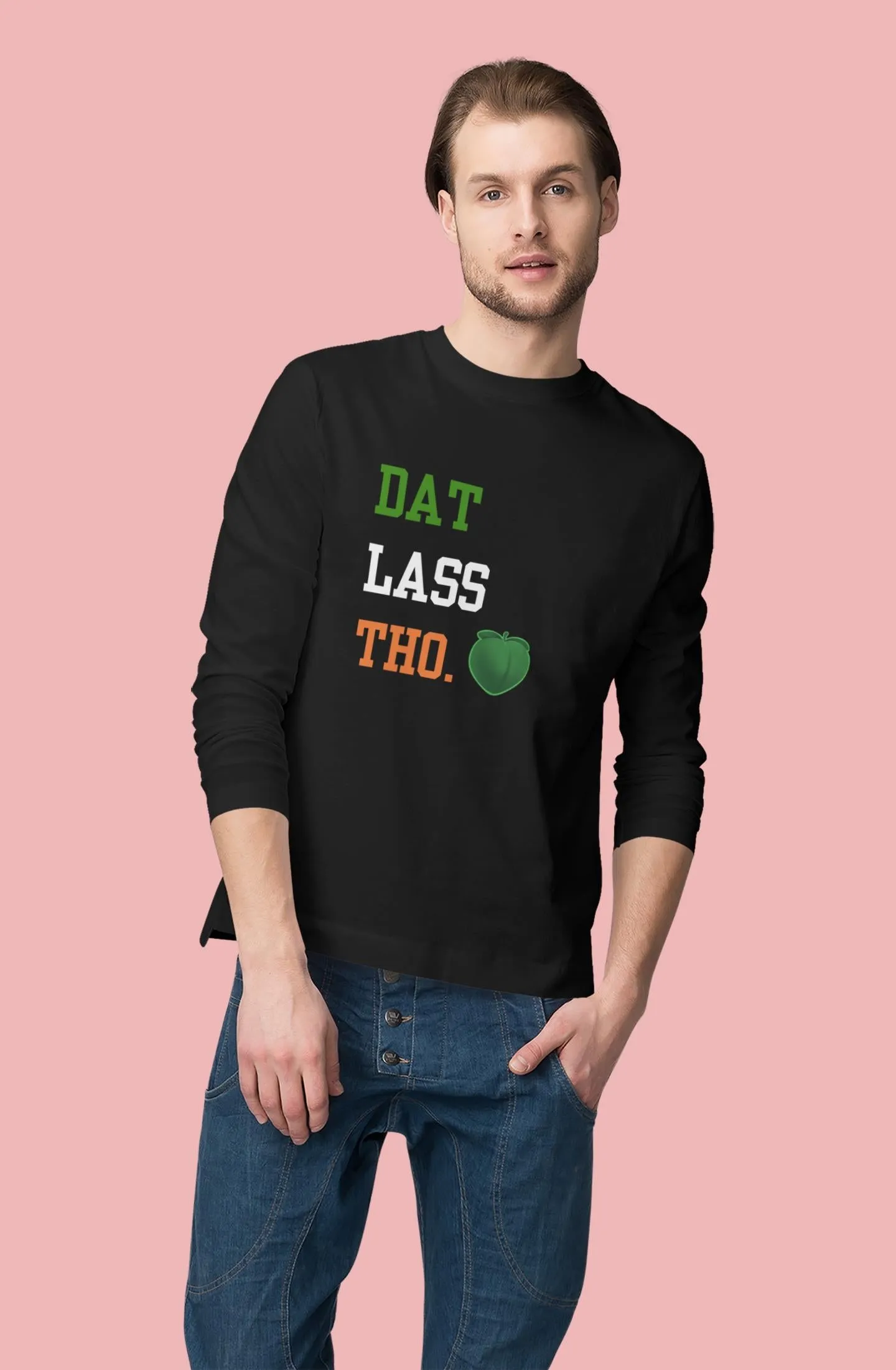 St. Patricks Day Funny Peach Emoji Dat Lass Tho. Mens Long Sleeve T Shirt sold by Old Glory product image thumbnail 5