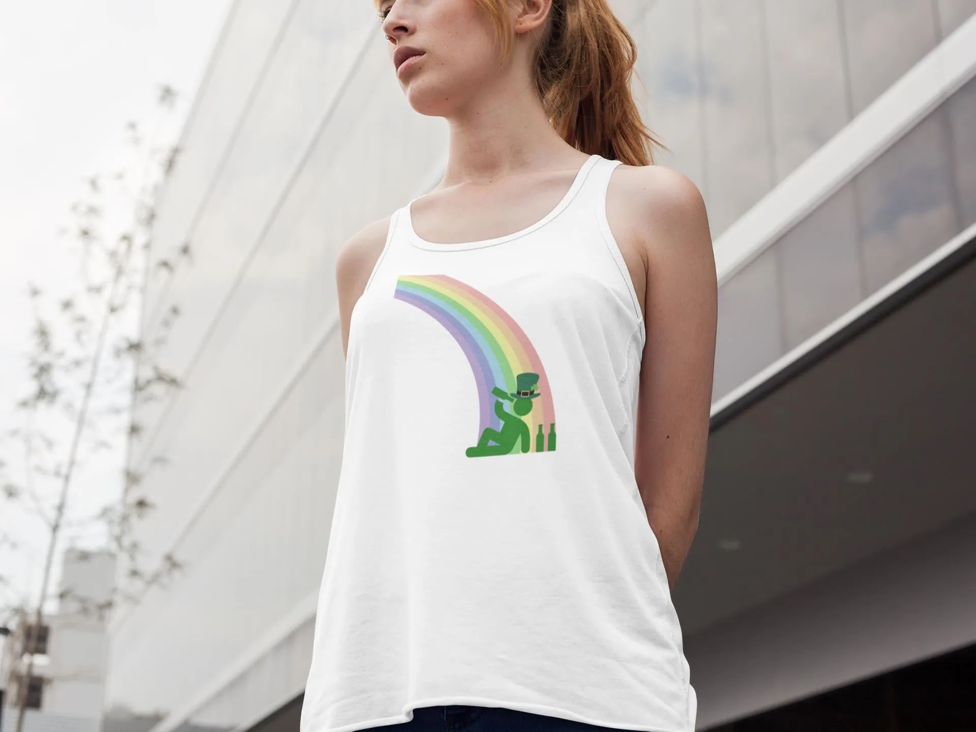 St. Patricks Day Funny Drinking At The End Of The Rainbow Juniors Womens Racerback Tank Top sold by Old Glory product image thumbnail 5