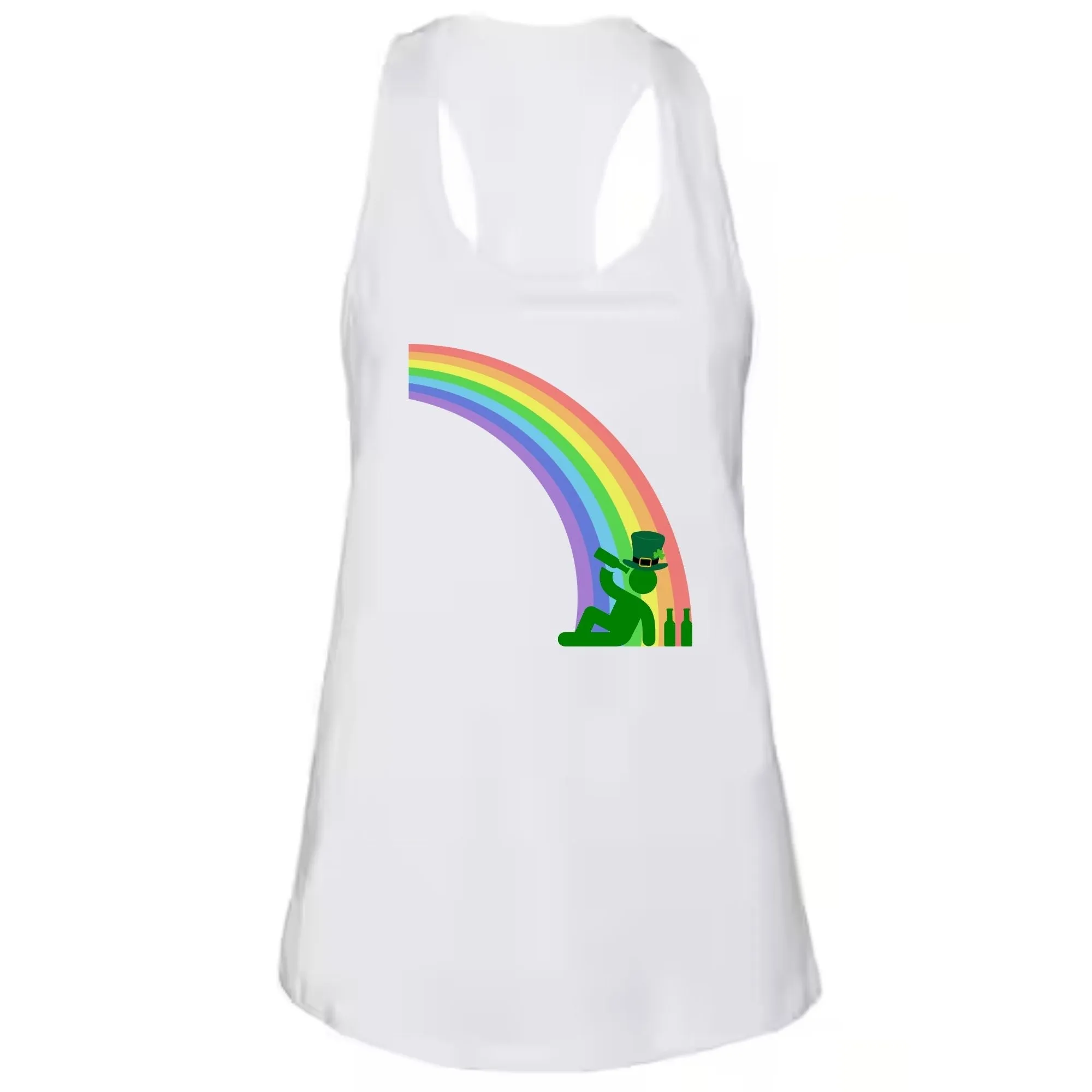 St. Patricks Day Funny Drinking At The End Of The Rainbow Juniors Womens Racerback Tank Top sold by Old Glory