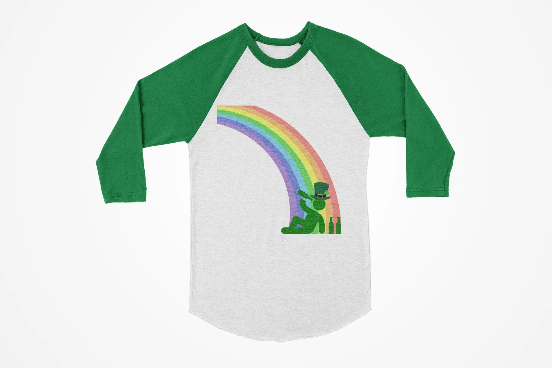 St. Patricks Day Funny Drinking At The End Of The Rainbow Juniors Womens 3/4 Raglan T Shirt sold by Old Glory product image thumbnail 3