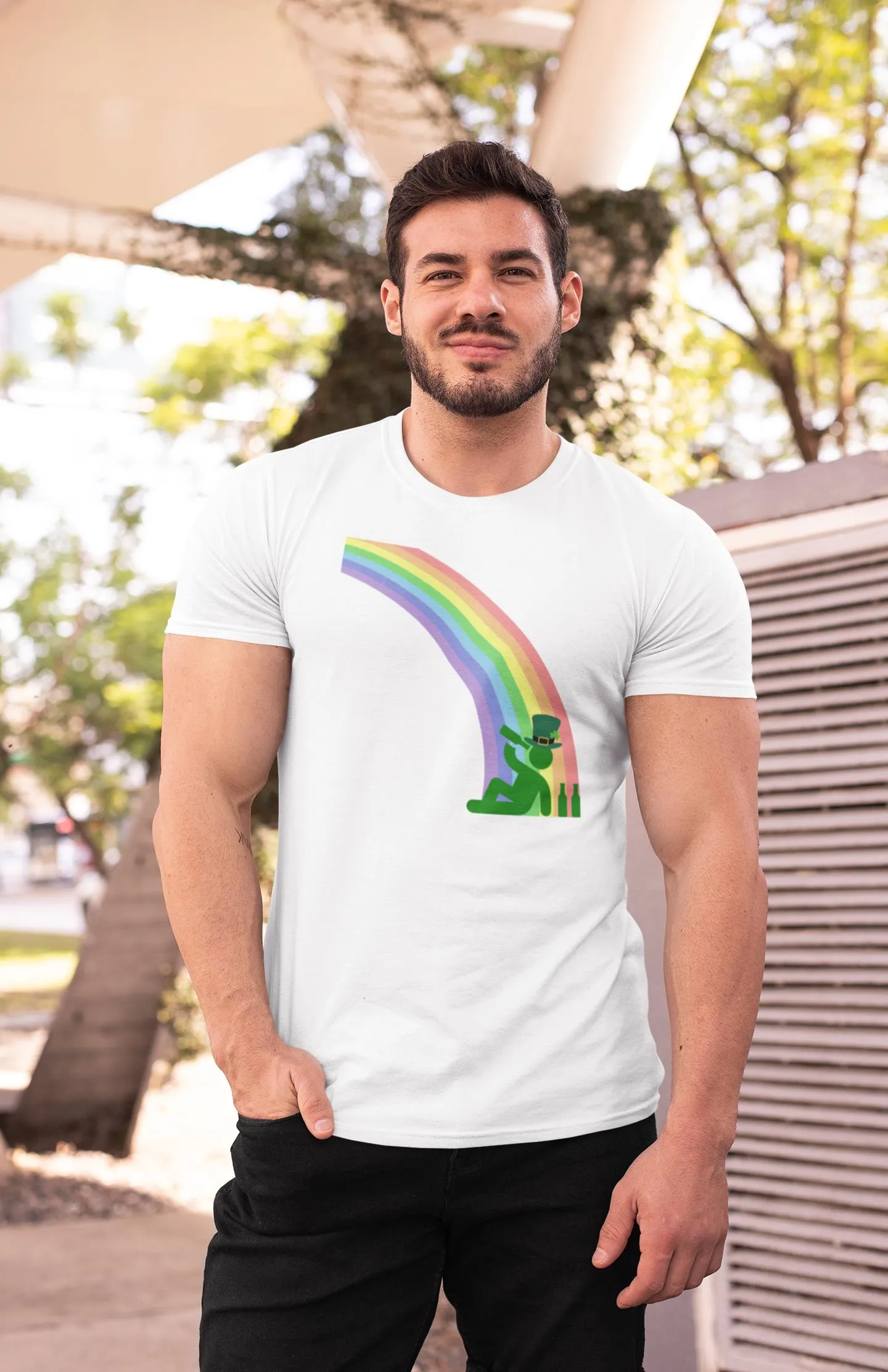 St. Patricks Day Funny Drinking At The End Of The Rainbow Mens T Shirt sold by Old Glory product image thumbnail 4