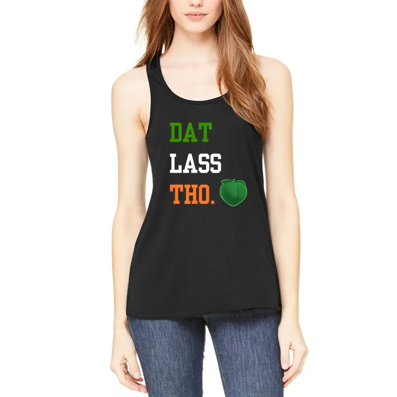 St. Patricks Day Funny Peach Emoji Dat Lass Tho. Juniors Womens Racerback Top Tank sold by Old Glory