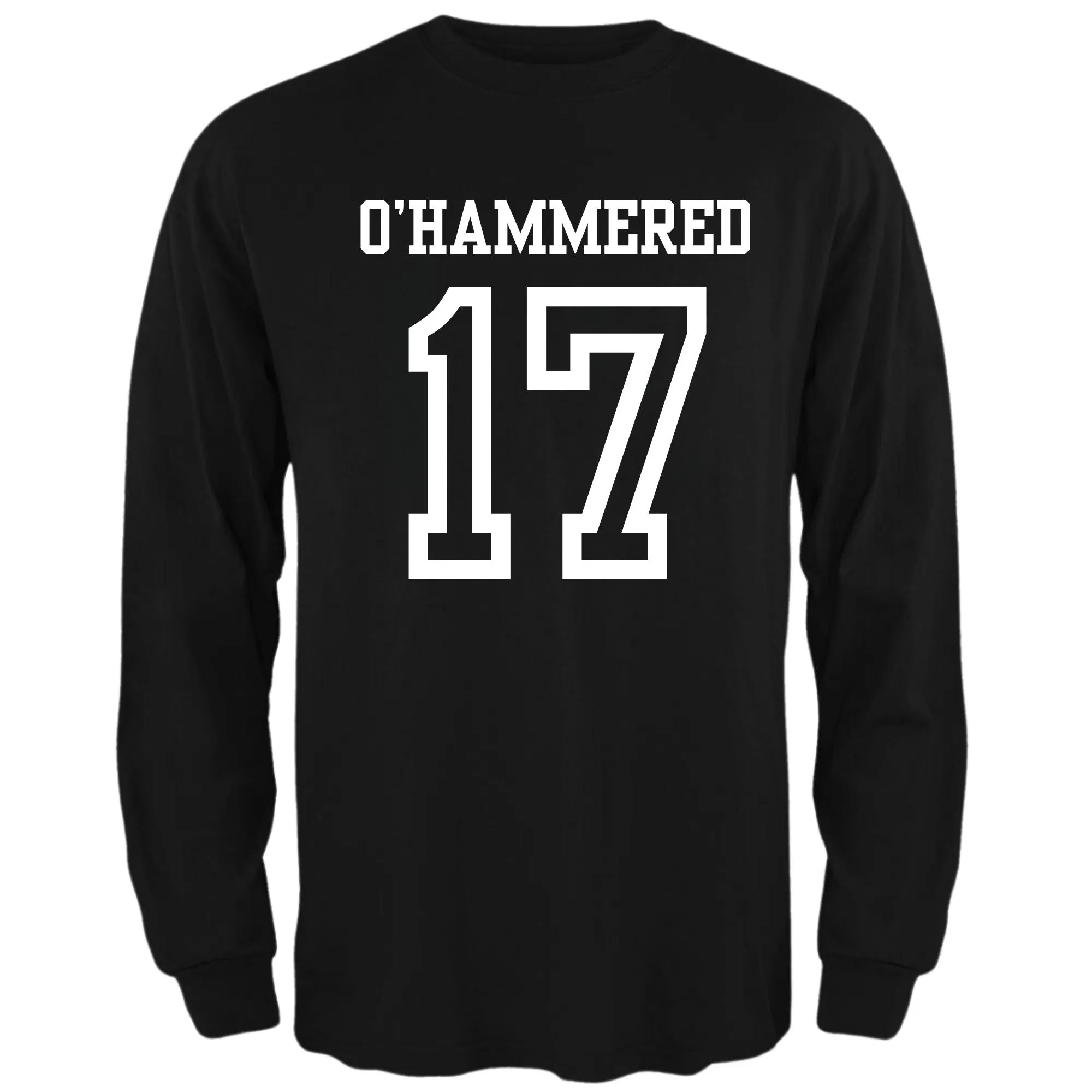 St. Patricks Day Festive and Funny O'Hammered Jersey Style Number 17 Mens Long Sleeve T Shirt sold by Old Glory