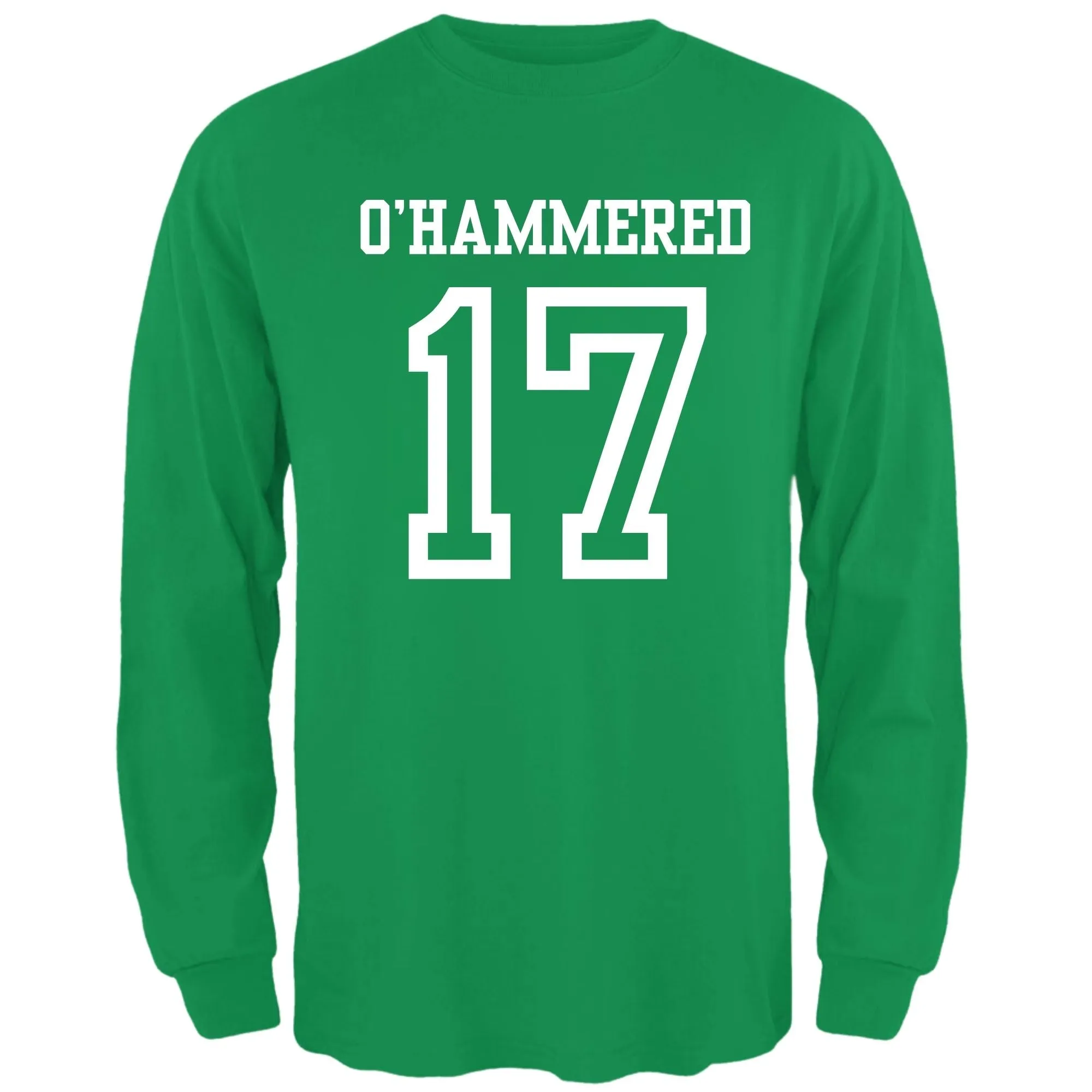 St. Patricks Day Festive and Funny O'Hammered Jersey Style Number 17 Mens Long Sleeve T Shirt sold by Old Glory product image thumbnail 2