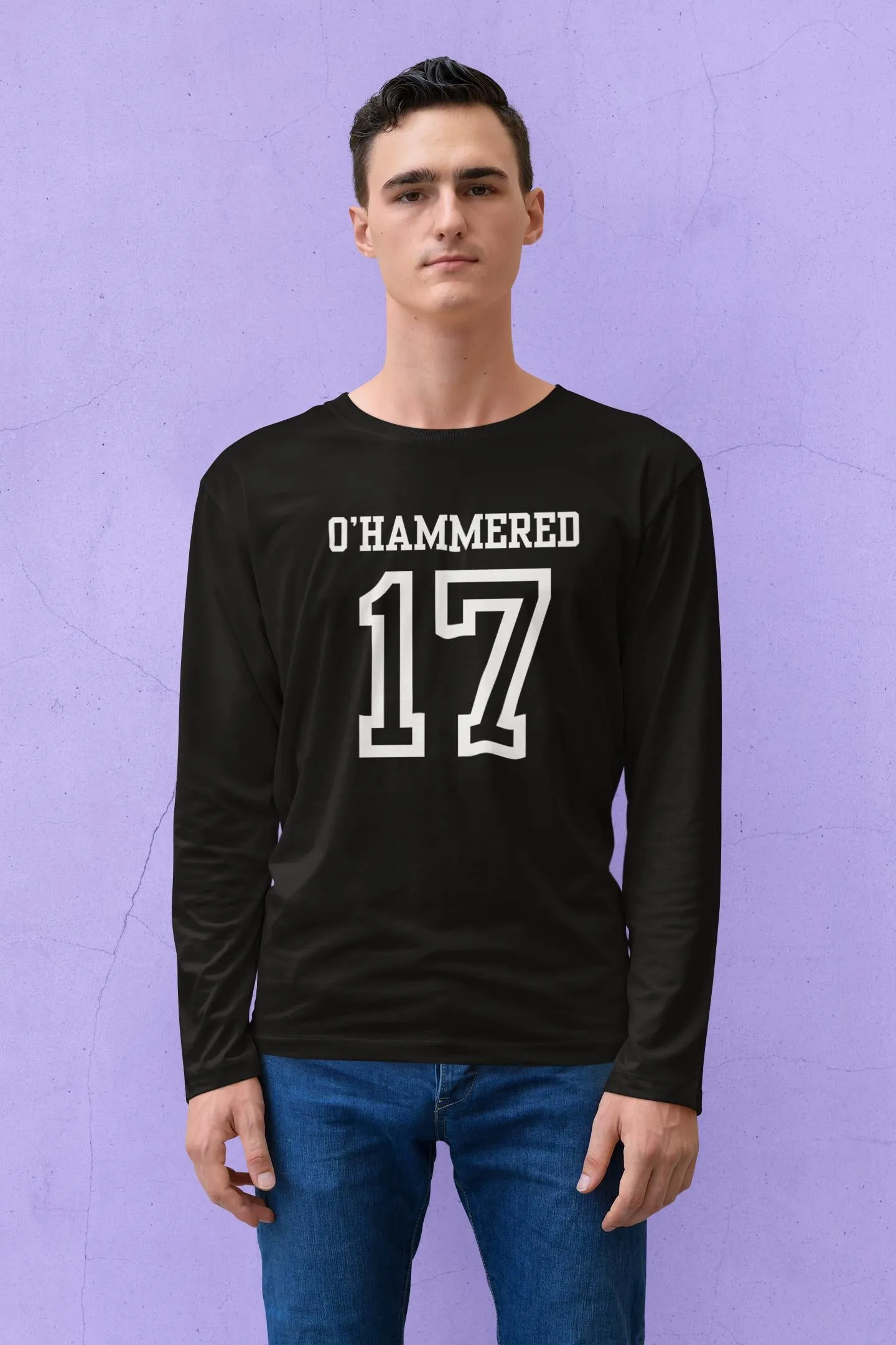 St. Patricks Day Festive and Funny O'Hammered Jersey Style Number 17 Mens Long Sleeve T Shirt sold by Old Glory product image thumbnail 3