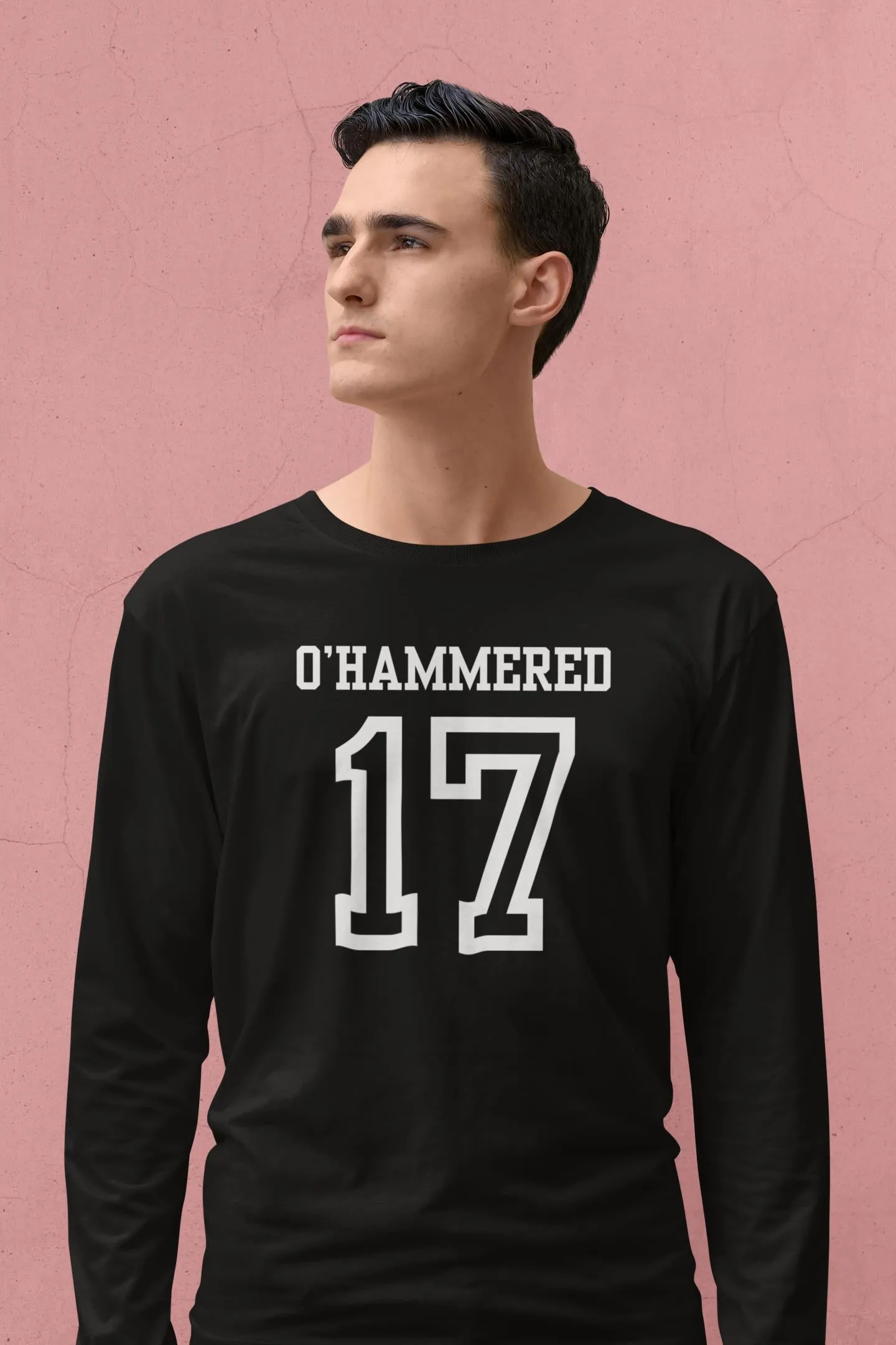 St. Patricks Day Festive and Funny O'Hammered Jersey Style Number 17 Mens Long Sleeve T Shirt sold by Old Glory product image thumbnail 5