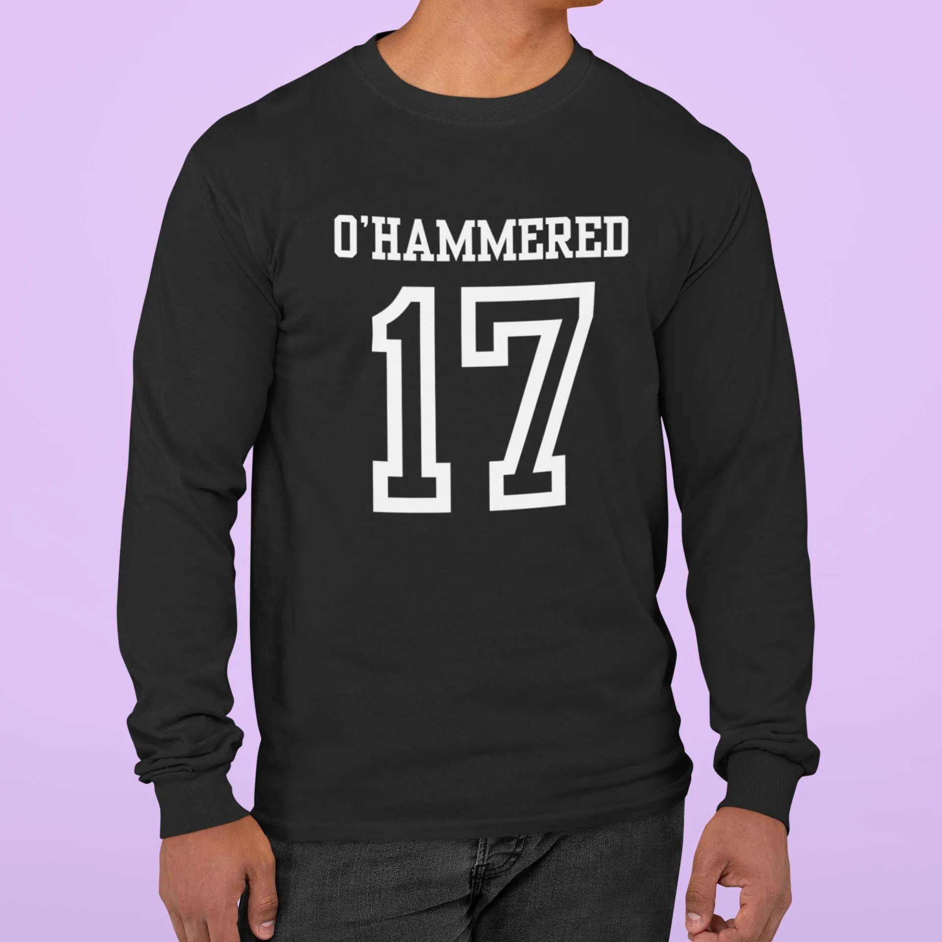 St. Patricks Day Festive and Funny O'Hammered Jersey Style Number 17 Mens Long Sleeve T Shirt sold by Old Glory product image thumbnail 4