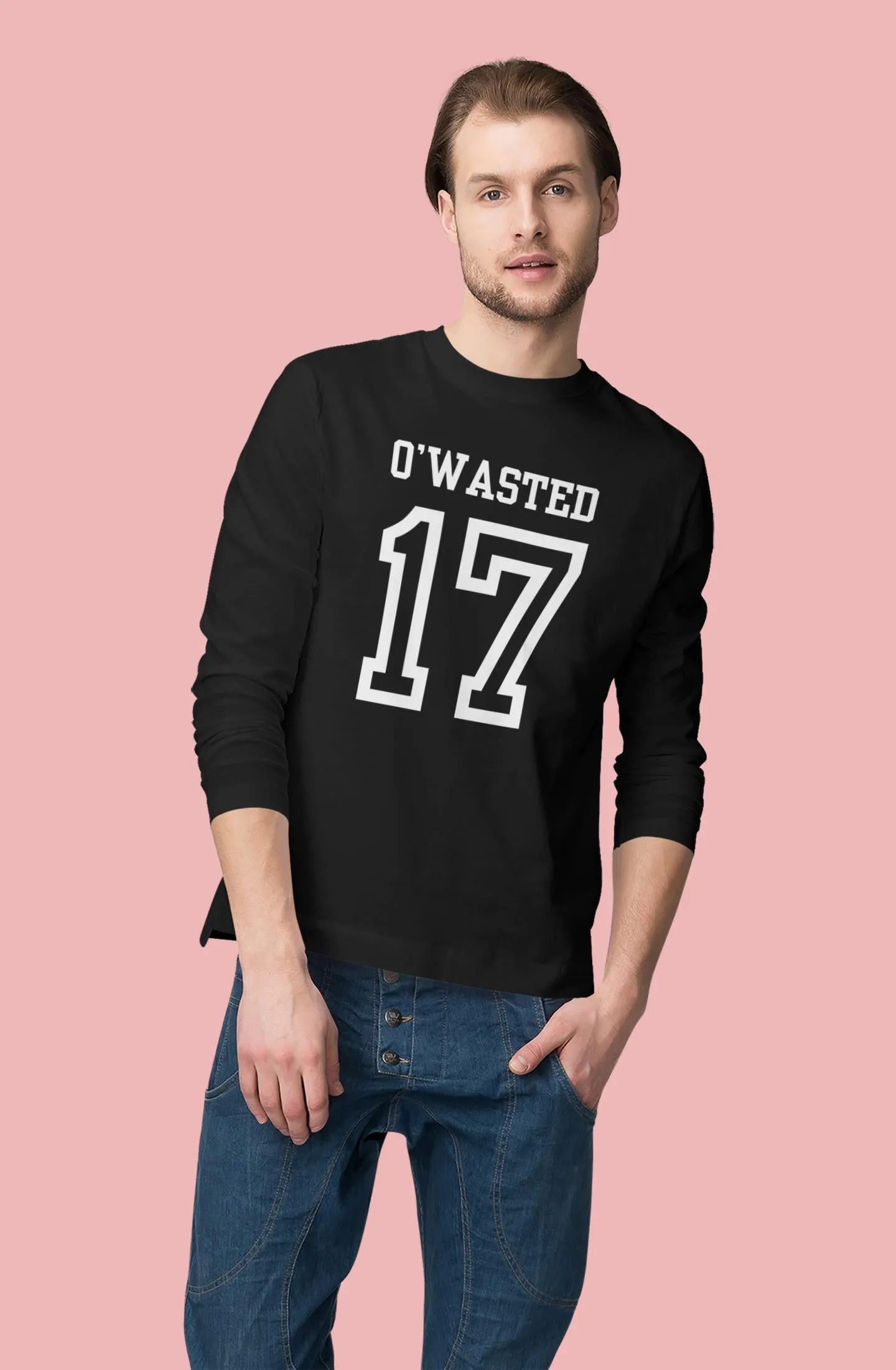 St. Patricks Day Festive and Funny O'Wasted Jersey Style Number 17 Mens Long Sleeve T Shirt sold by Old Glory product image thumbnail 5