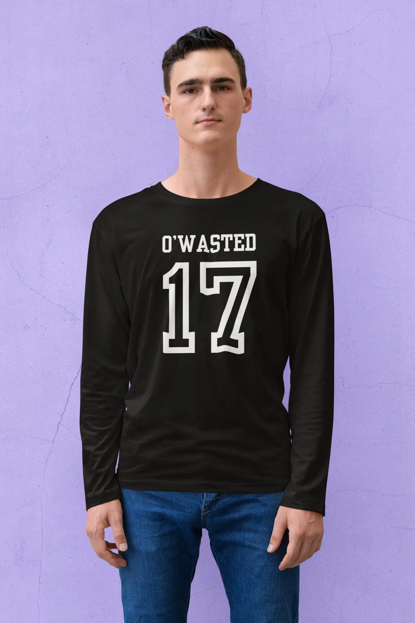 St. Patricks Day Festive and Funny O'Wasted Jersey Style Number 17 Mens Long Sleeve T Shirt sold by Old Glory product image thumbnail 3
