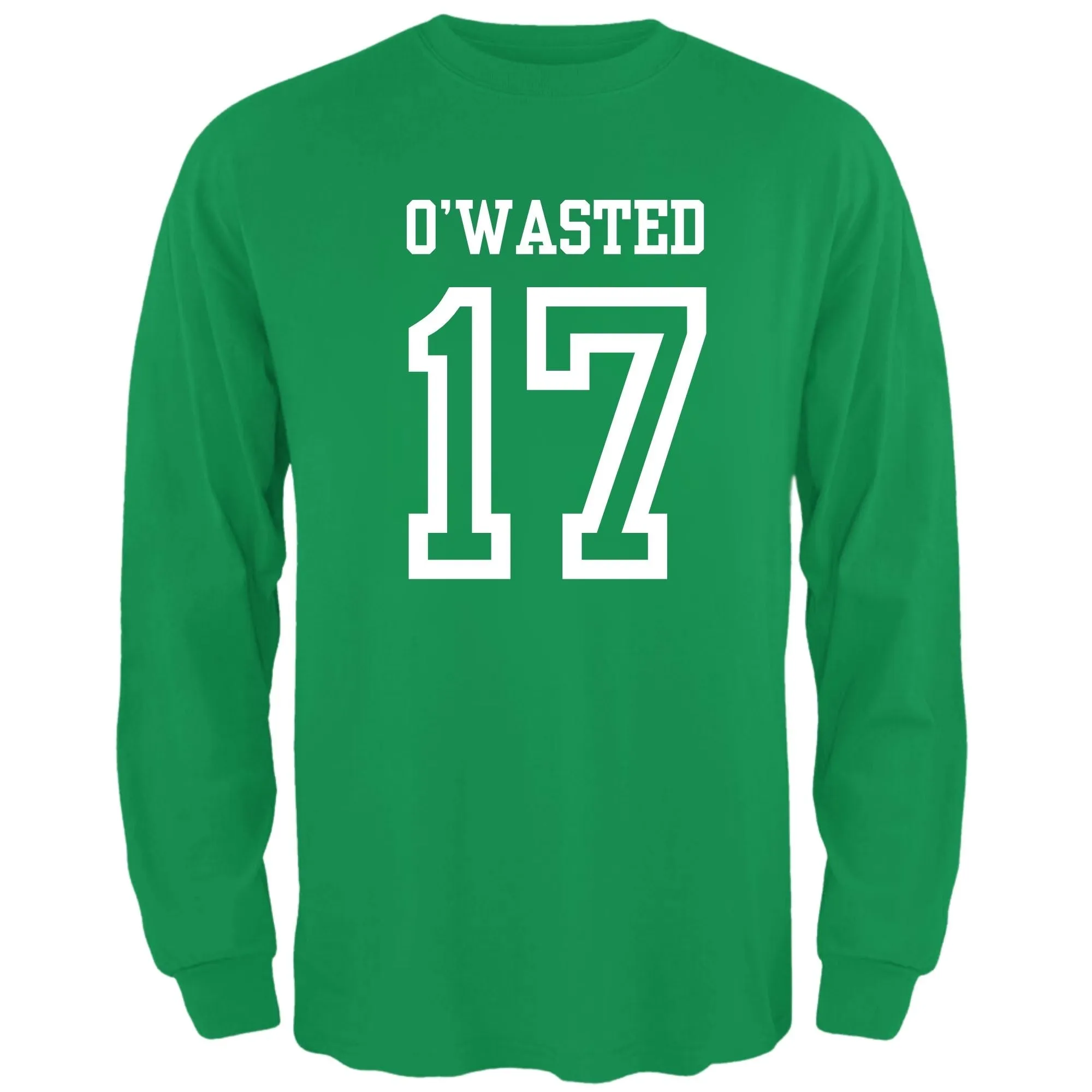 St. Patricks Day Festive and Funny O'Wasted Jersey Style Number 17 Mens Long Sleeve T Shirt sold by Old Glory product image thumbnail 2
