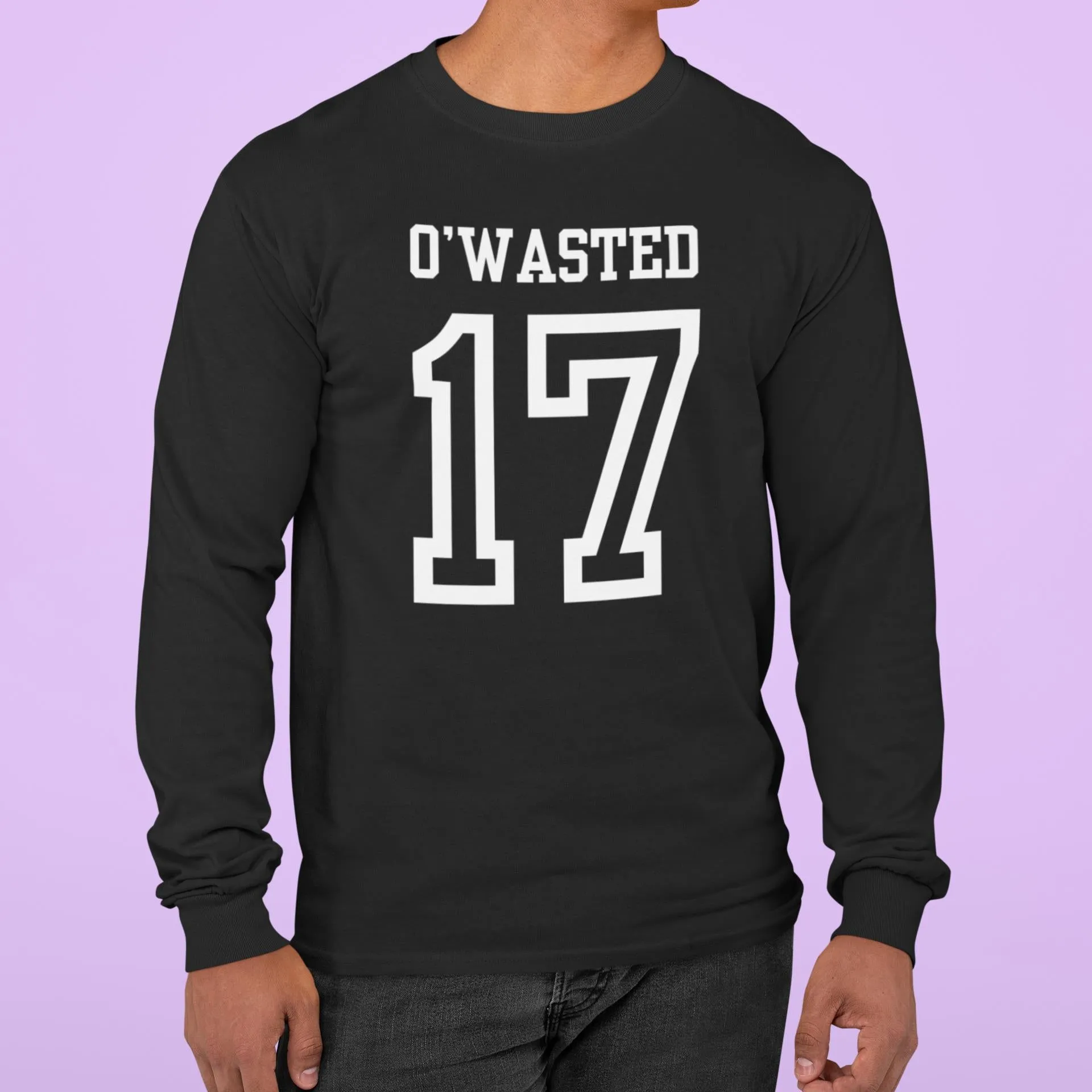 St. Patricks Day Festive and Funny O'Wasted Jersey Style Number 17 Mens Long Sleeve T Shirt sold by Old Glory product image thumbnail 4