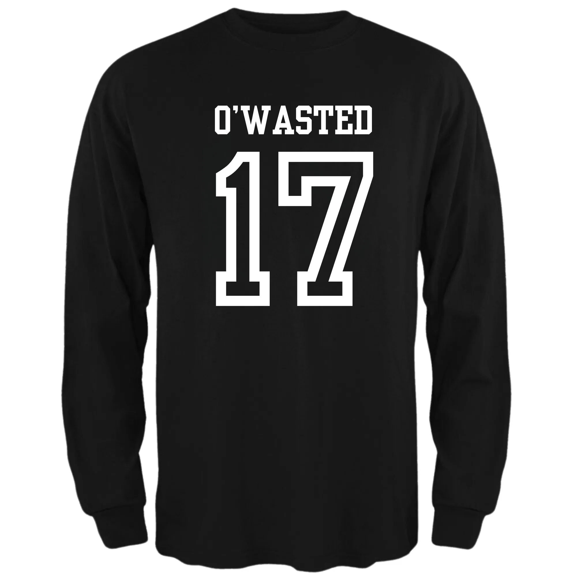 St. Patricks Day Festive and Funny O'Wasted Jersey Style Number 17 Mens Long Sleeve T Shirt sold by Old Glory