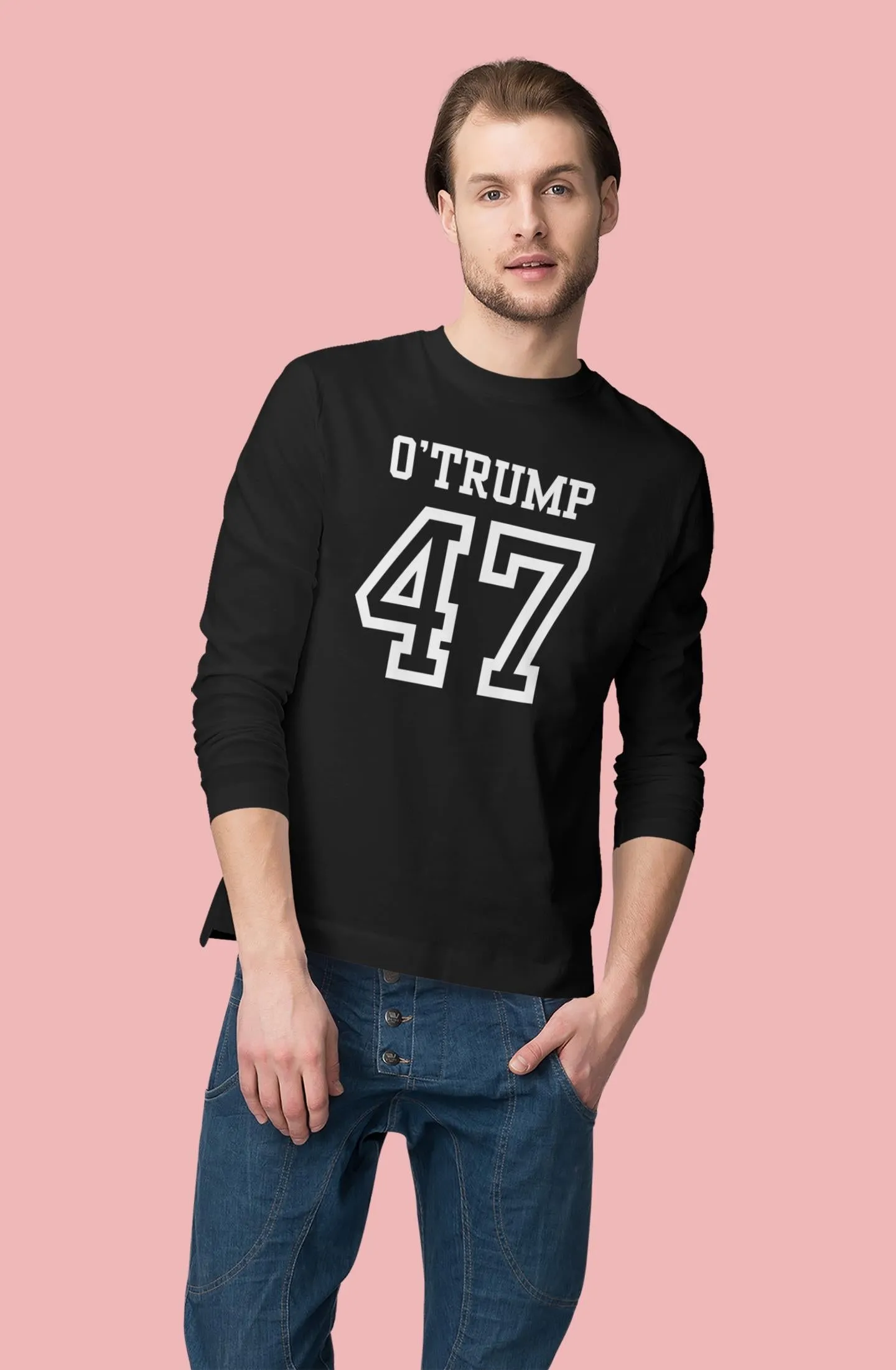 St. Patricks Day Political and Funny O'Trump Jersey Style Number 47 Mens Long Sleeve T Shirt sold by Old Glory product image thumbnail 5