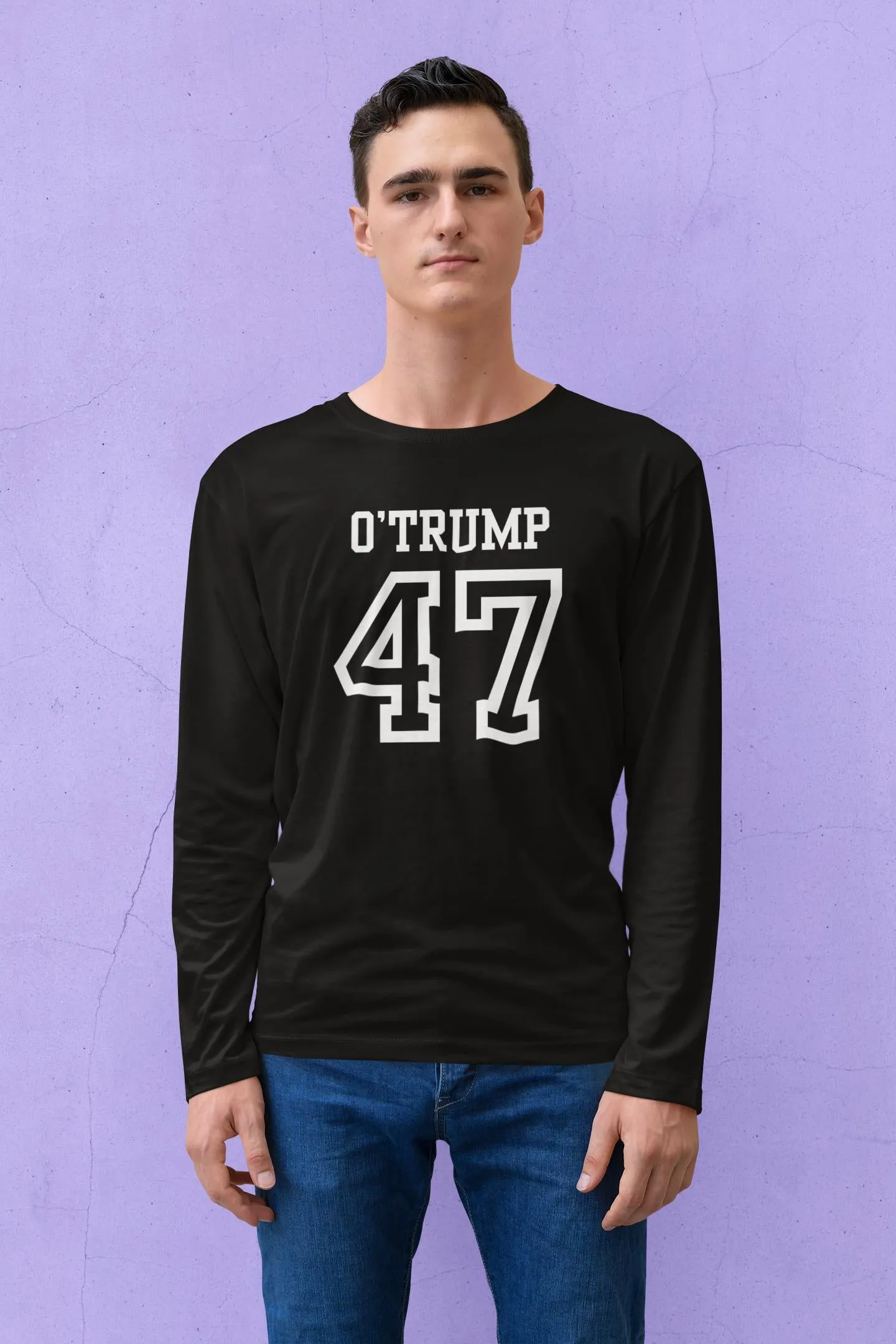 St. Patricks Day Political and Funny O'Trump Jersey Style Number 47 Mens Long Sleeve T Shirt sold by Old Glory product image thumbnail 3