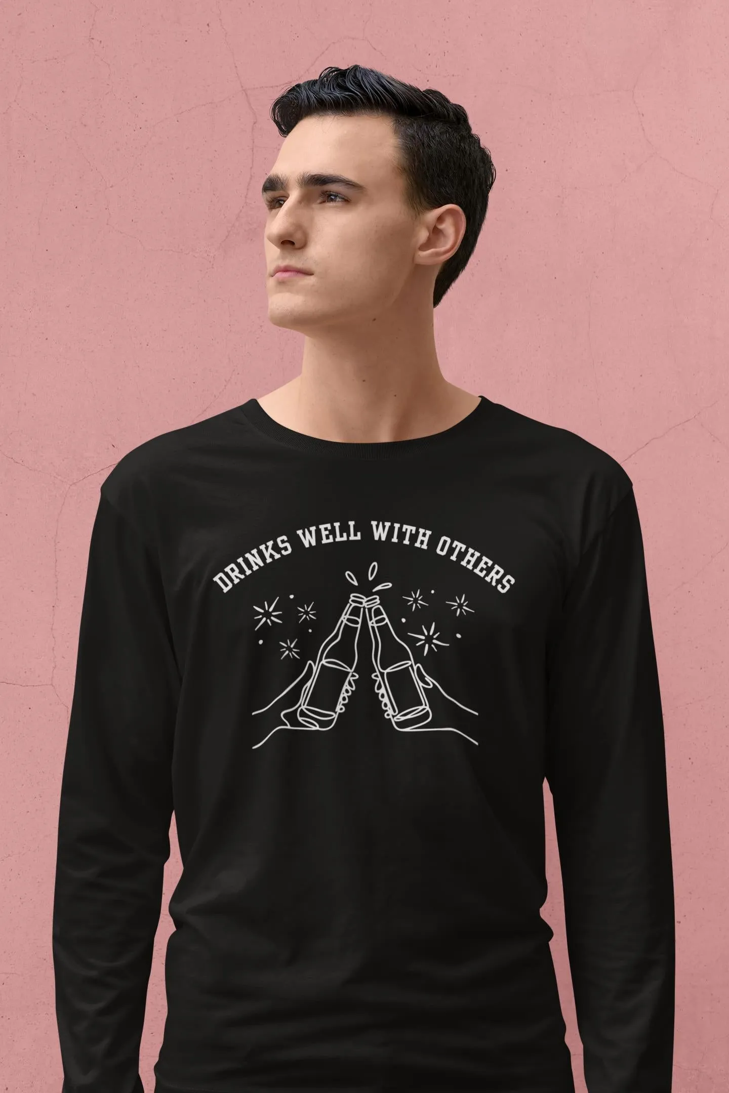 St. Patricks Day Funny Drinks Well With Others Beer Bottle Mens Long Sleeve T Shirt sold by Old Glory product image thumbnail 4