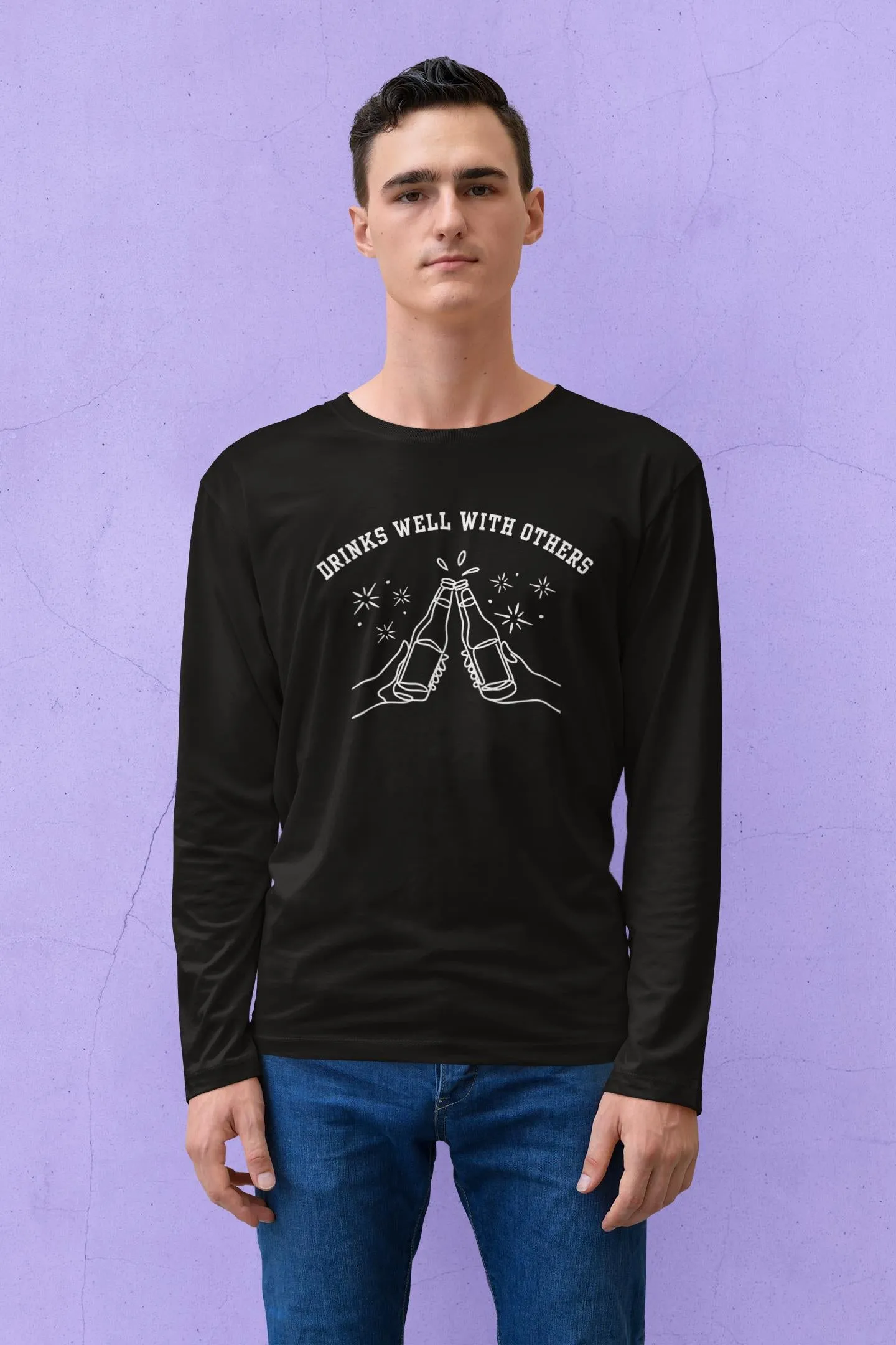 St. Patricks Day Funny Drinks Well With Others Beer Bottle Mens Long Sleeve T Shirt sold by Old Glory product image thumbnail 5