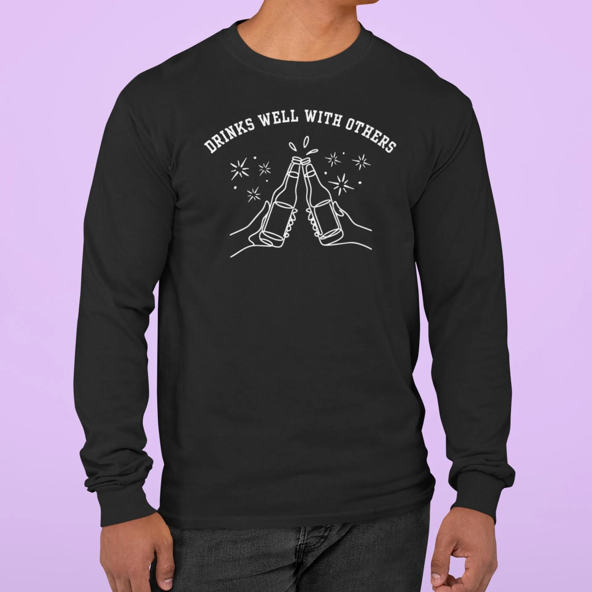 St. Patricks Day Funny Drinks Well With Others Beer Bottle Mens Long Sleeve T Shirt sold by Old Glory product image thumbnail 3