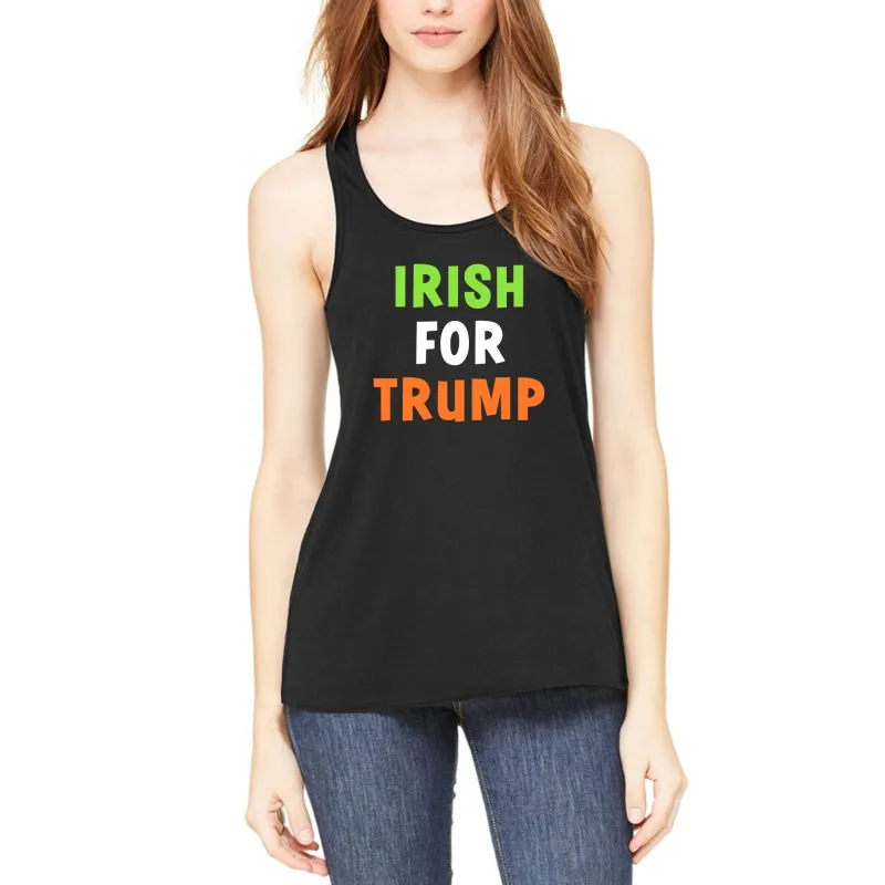 St. Patricks Day Irish Flag Colored Irish For Trump Funny and Political Juniors Womens Racerback Tank Top sold by Old Glory