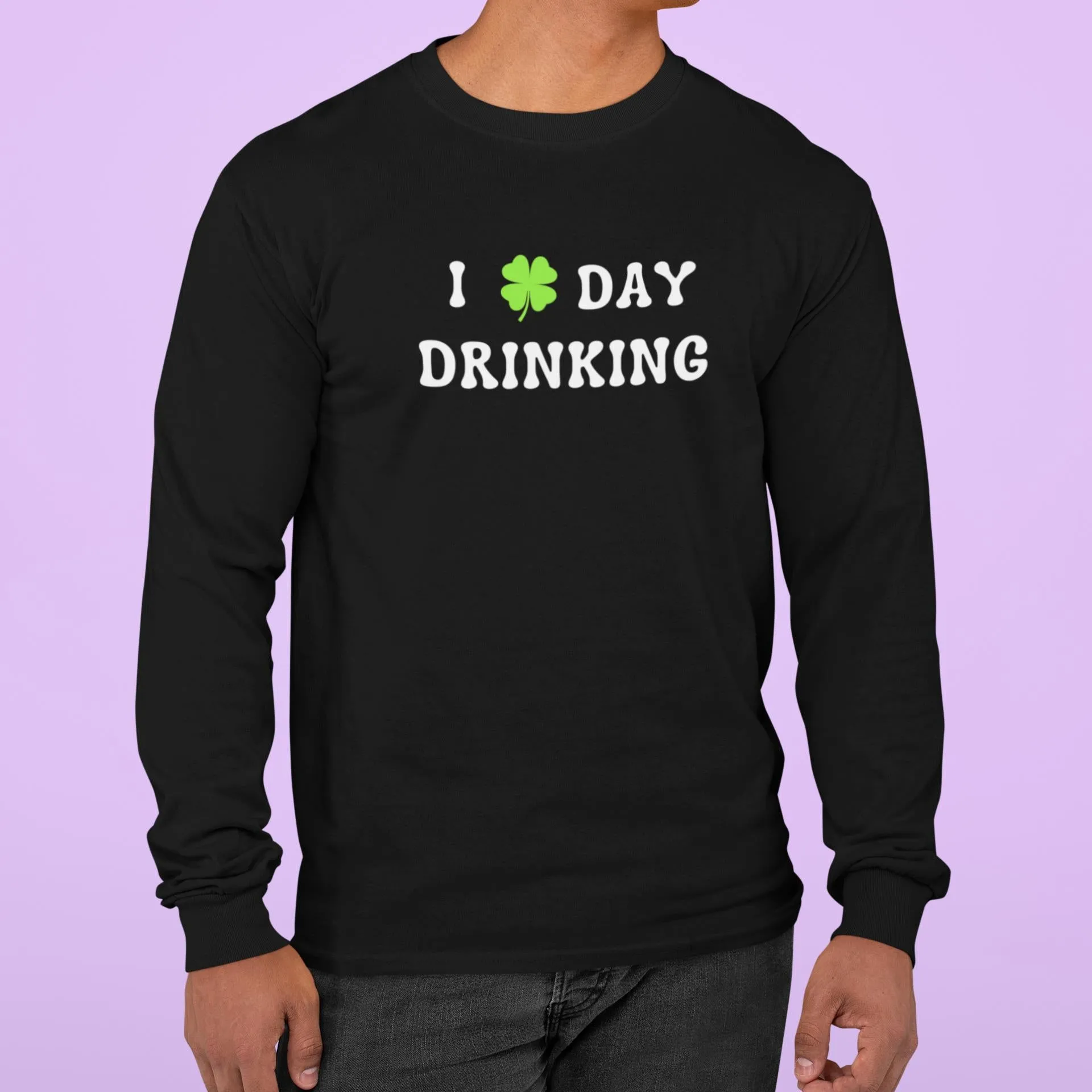 St. Patricks Day Festive I Love Day Drinking Shamrock Mens Long Sleeve T Shirt sold by Old Glory product image thumbnail 4