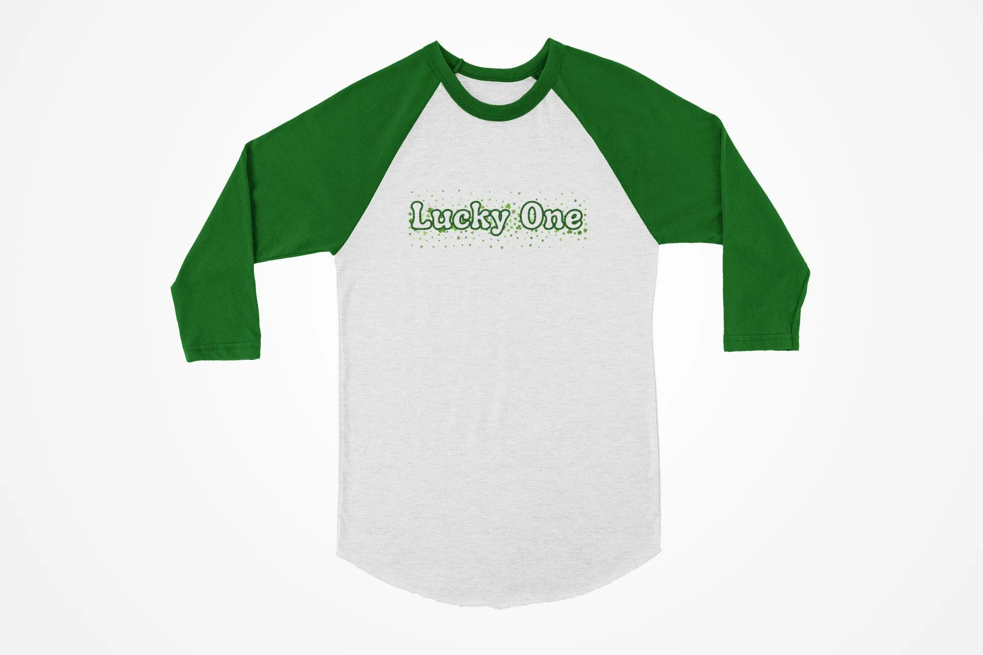 St. Patricks Day Clover Filled Lucky One Juniors Womens 3/4 Raglan T Shirt sold by Old Glory product image thumbnail 3
