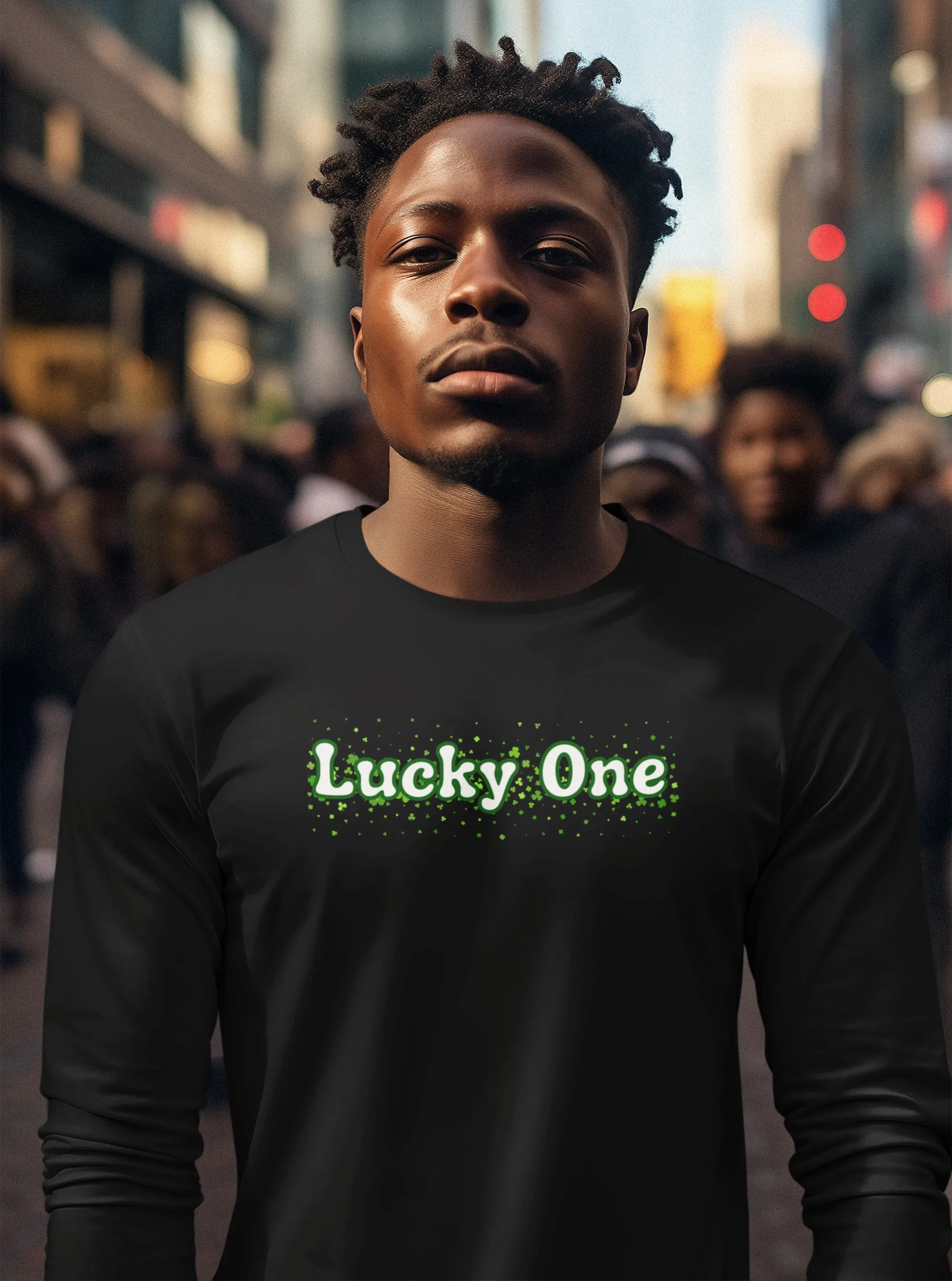 St. Patricks Day Clover Filled Lucky One Mens Long Sleeve T Shirt sold by Old Glory product image thumbnail 3