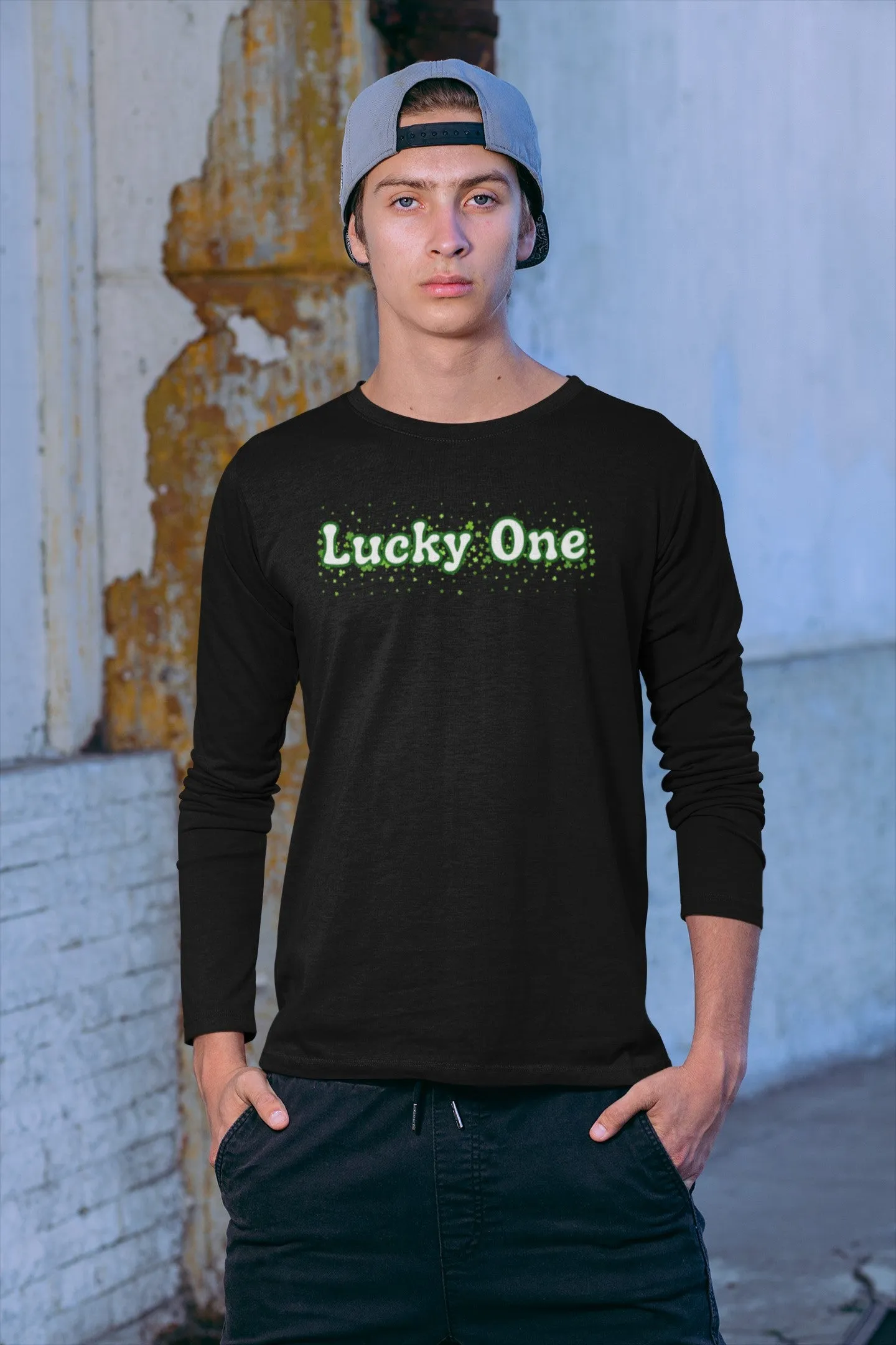 St. Patricks Day Clover Filled Lucky One Mens Long Sleeve T Shirt sold by Old Glory product image thumbnail 5