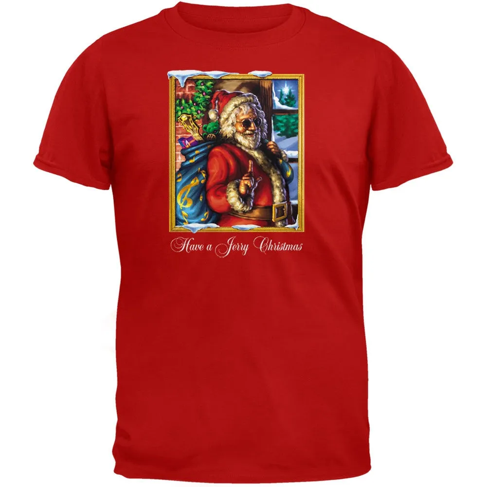 Grateful Jerry Garcia Have a Jerry Christmas Red Mens T-Shirt sold by Old Glory