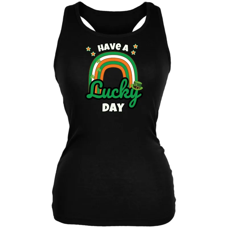 St Patricks Day Have A Lucky Day Irish Rainbow Juniors Soft Tank Top sold by Old Glory