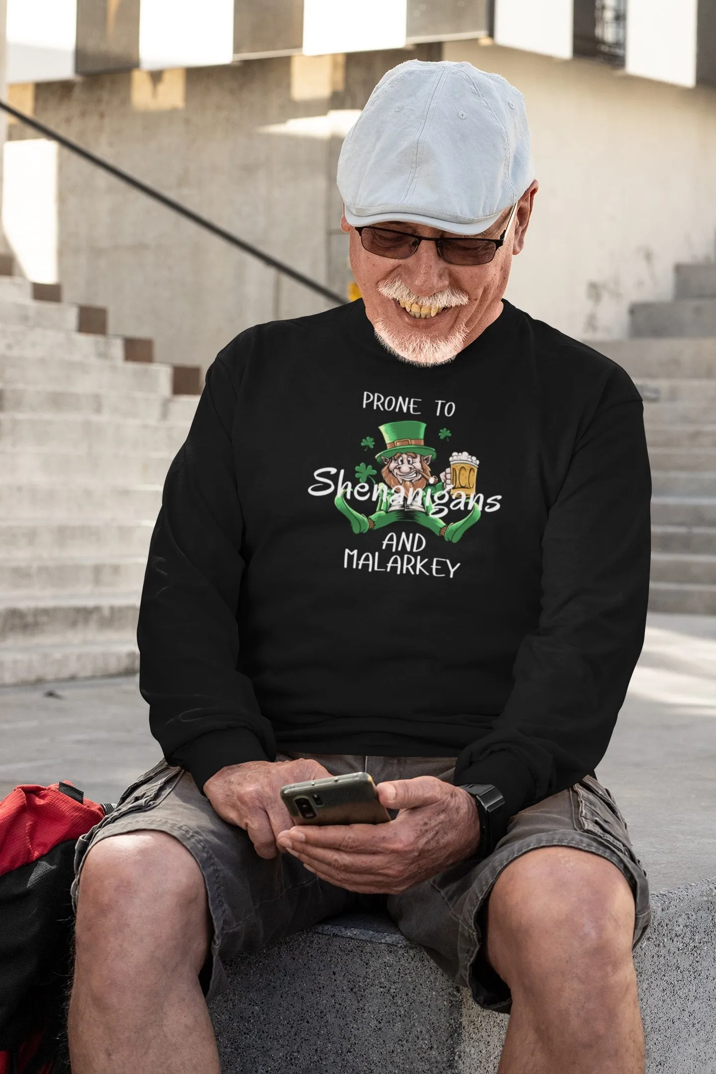 St Patricks Day Prone to Shenanigans and Malarkey Mens Long Sleeve T Shirt sold by Old Glory product image thumbnail 4