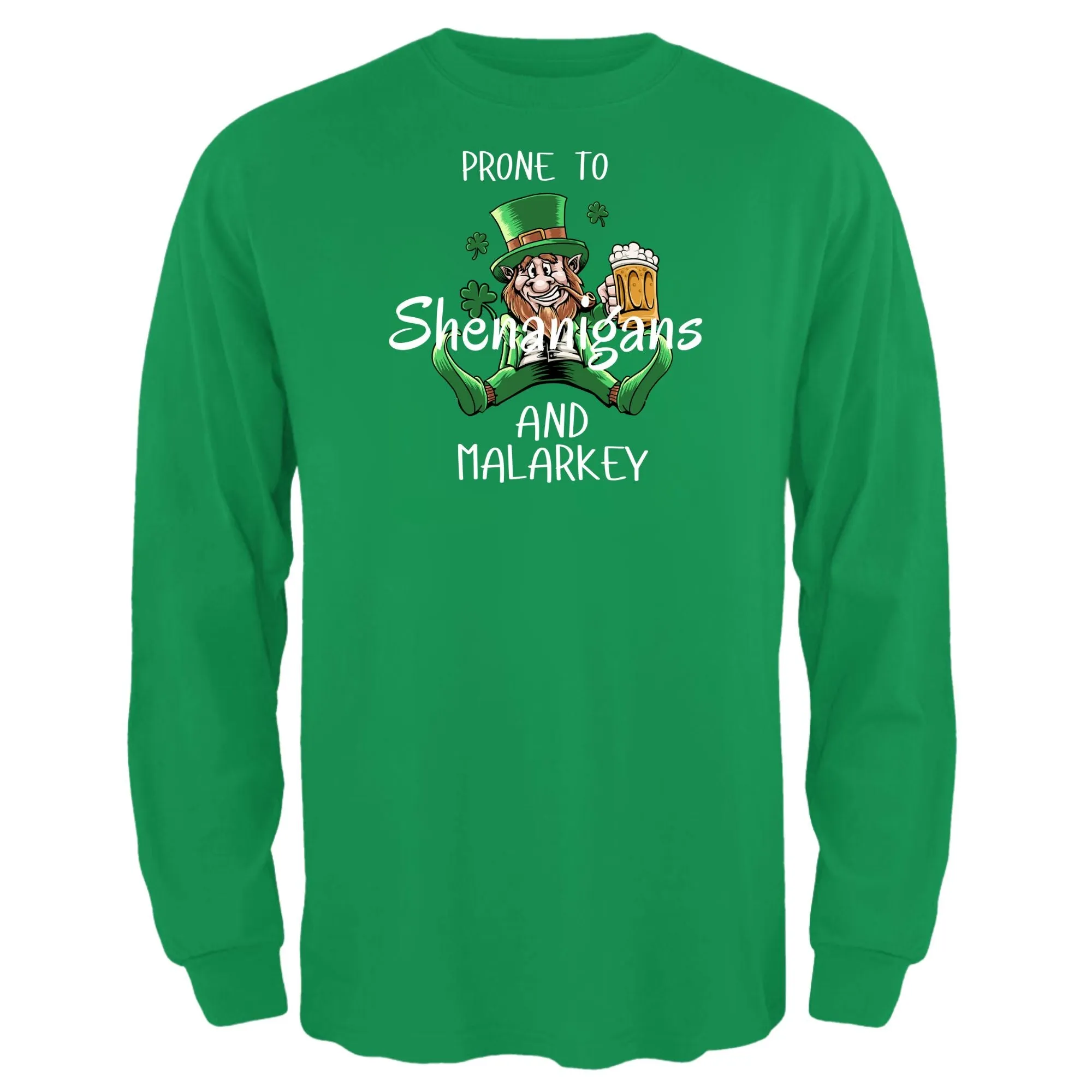 St Patricks Day Prone to Shenanigans and Malarkey Mens Long Sleeve T Shirt sold by Old Glory product image thumbnail 2