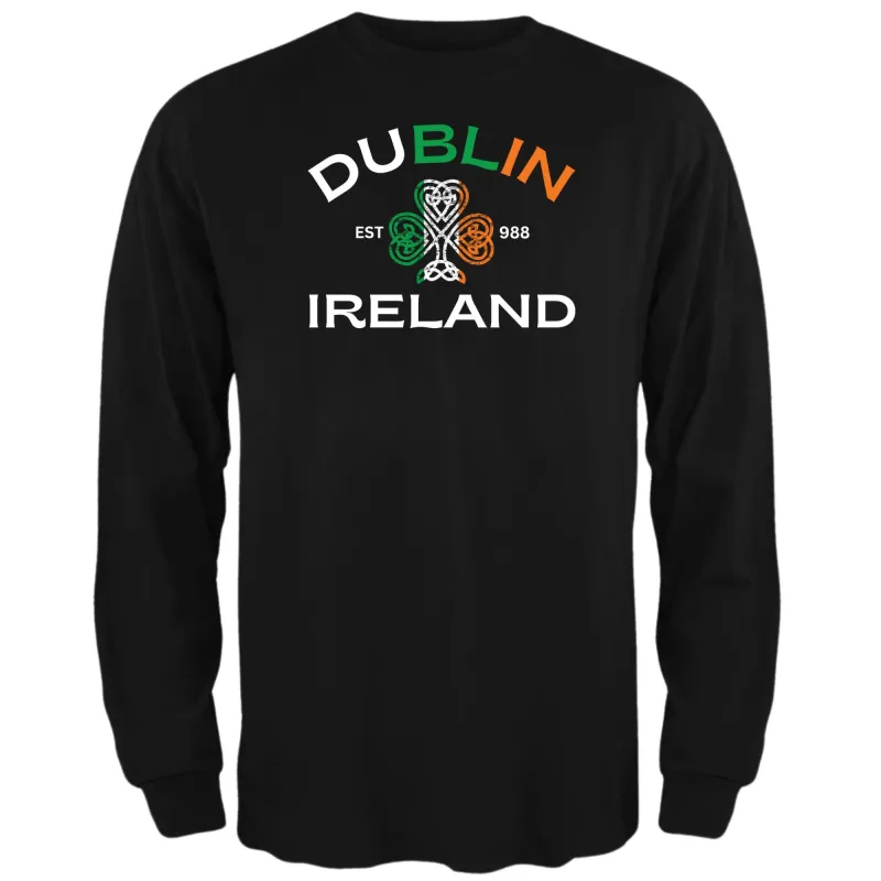 St Patricks Day Dublin Ireland Est 988 Celtic Shamrock Mens Long Sleeve T Shirt sold by Old Glory
